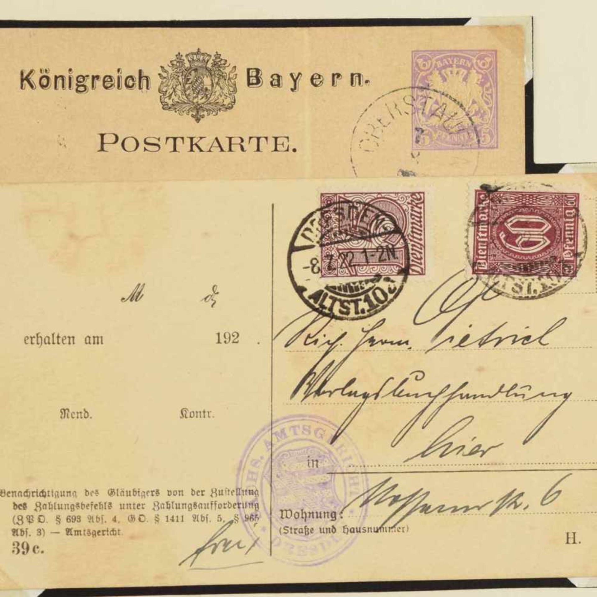 Konvolut Briefmarken und Belege dabei u.a. 1 x Posten Ganzsachen bzw. Belege Altdeutschland,