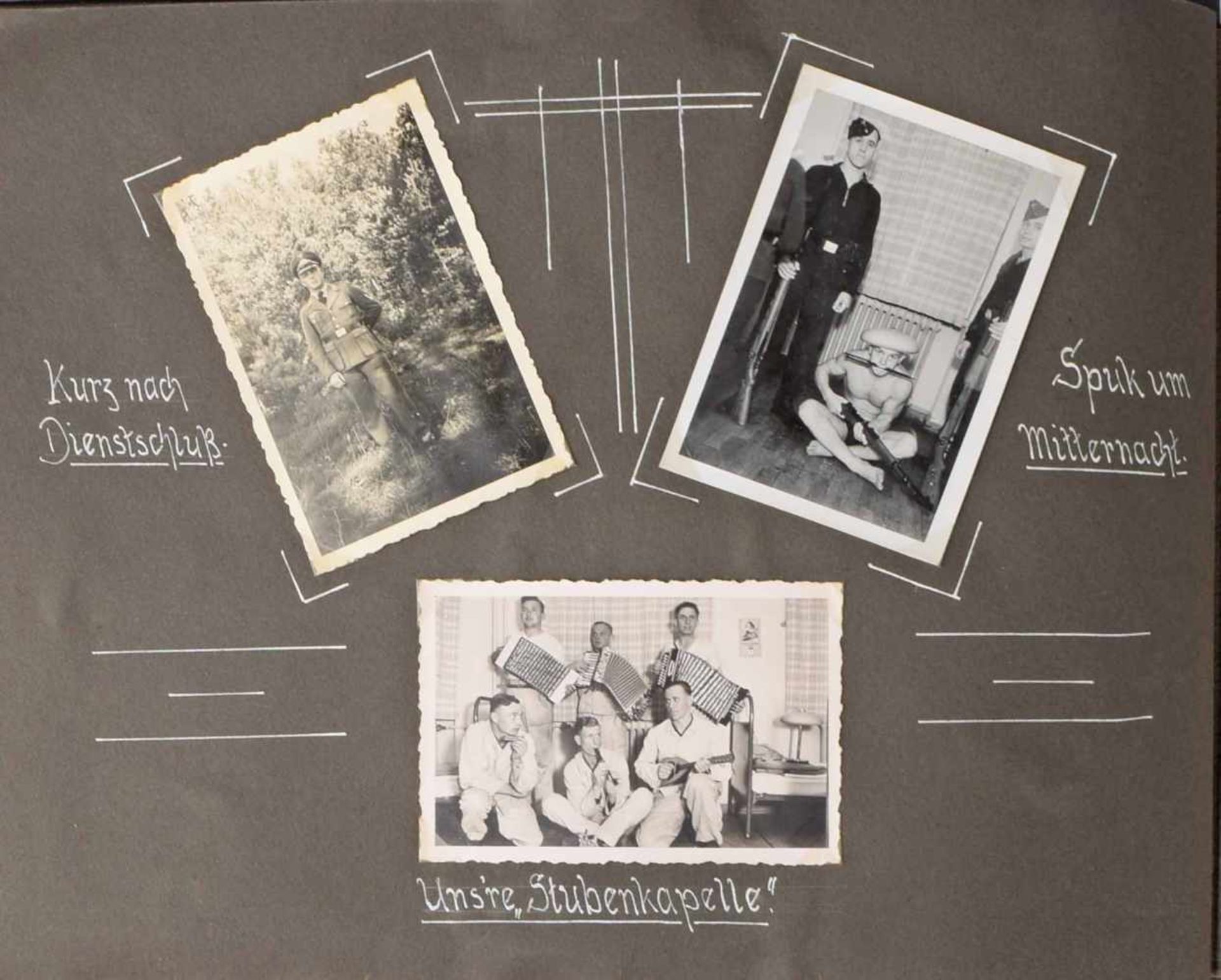 Fotoalbum "Meine Dienstzeit" III. Reich Einband mit plastischer Applikation Luftwaffen-Adler mit - Bild 2 aus 5