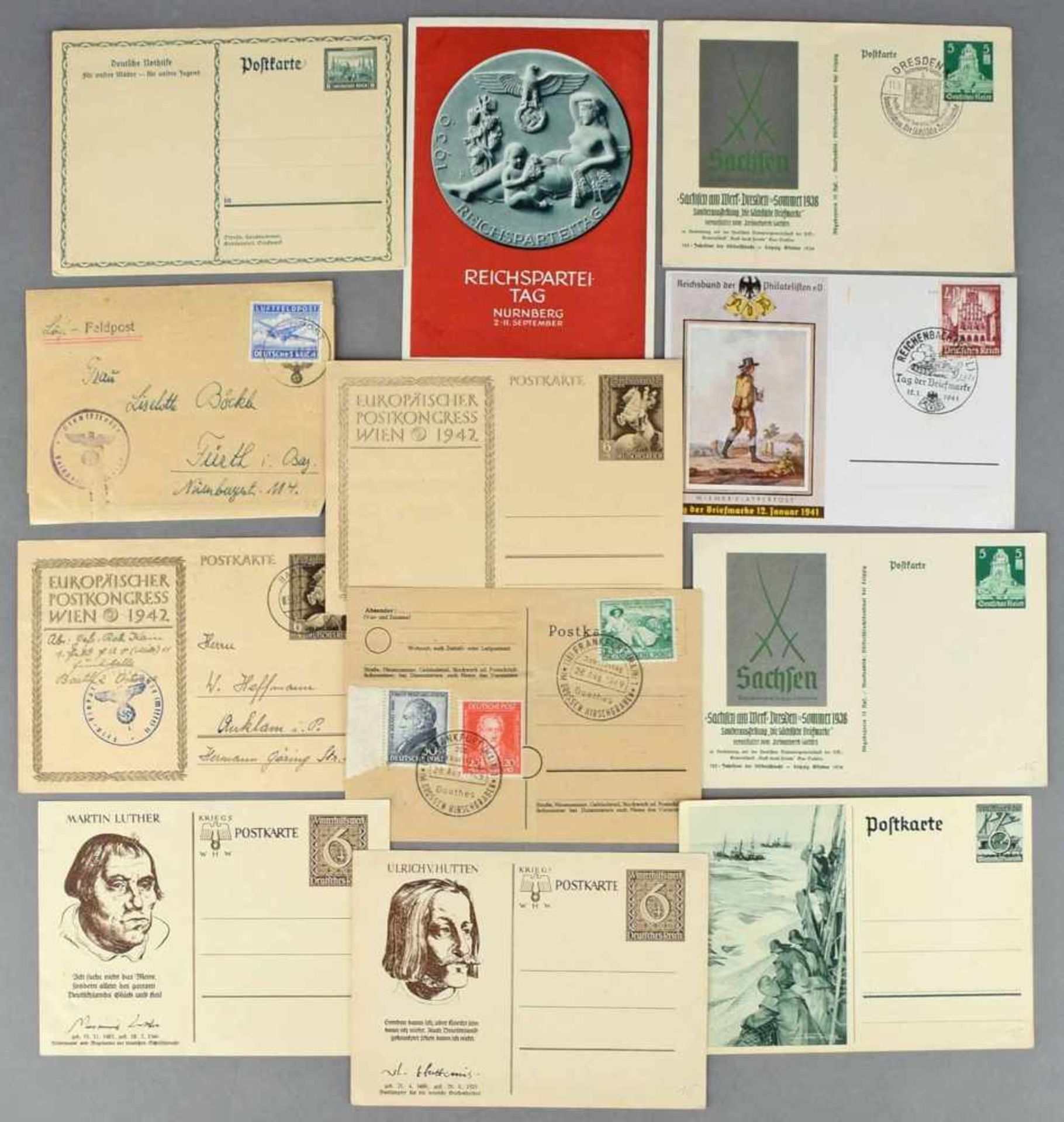 Konvolut Briefe, Karten und Ganzsachen insg. über 70 Stück, postfrisch und gestempelt, - Image 2 of 3