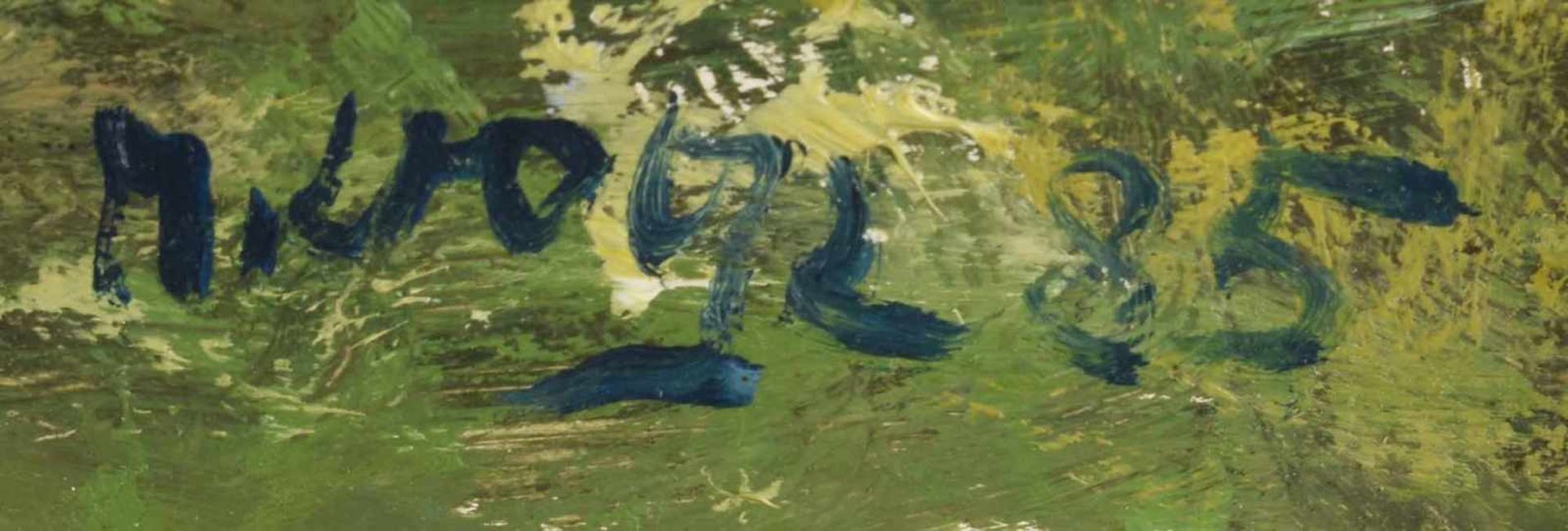 Vogl, M. Öl/Karton, Vorgebirgslandschaft mit See, rechts unten signiert und datiert (19)85, gerahmt, - Image 4 of 4