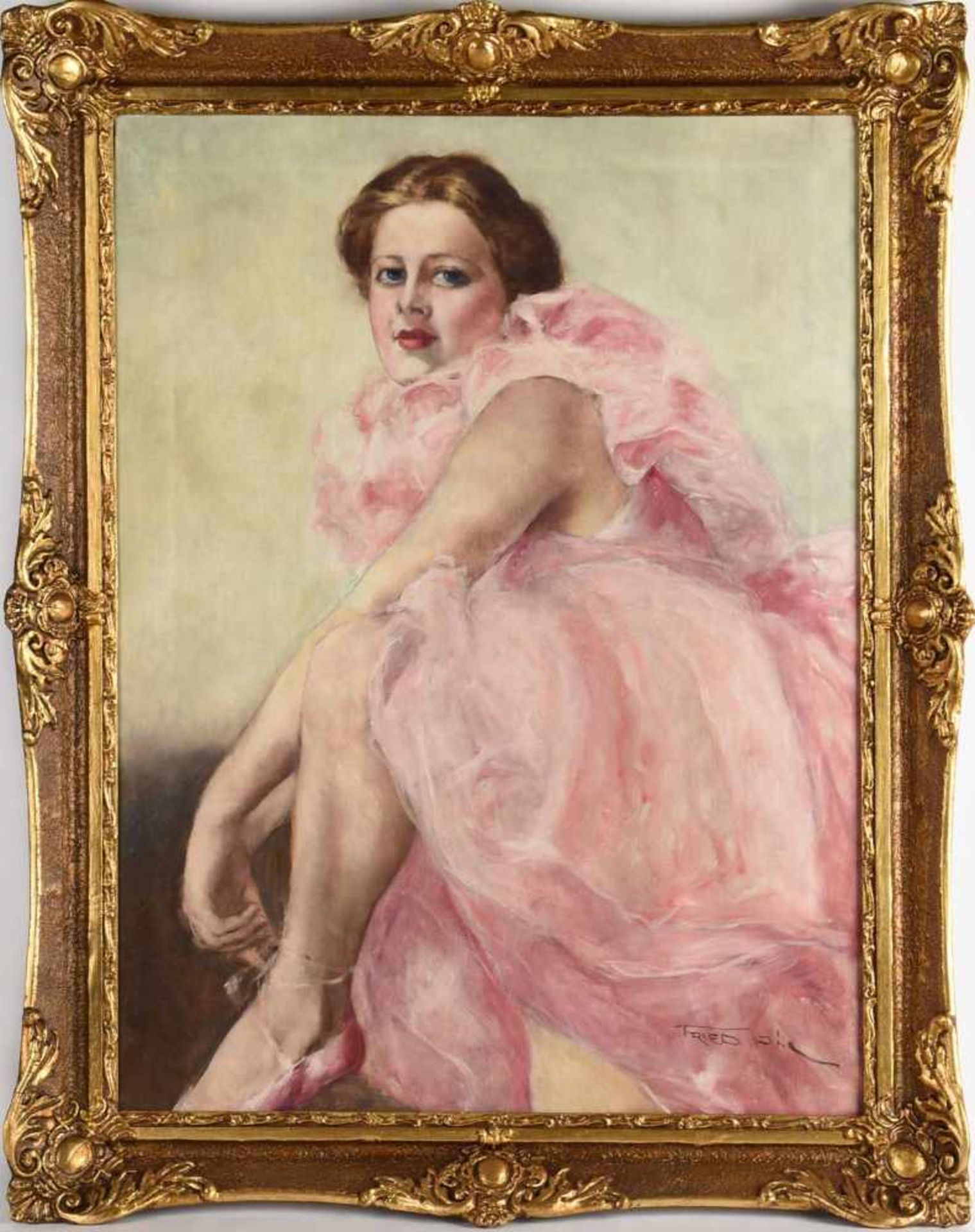 Fried, Pál (1893 Budapest - 1976 New York) Öl/Lwd., Tänzerin im rosafarbenen Kostüm, rechts unten - Bild 3 aus 4