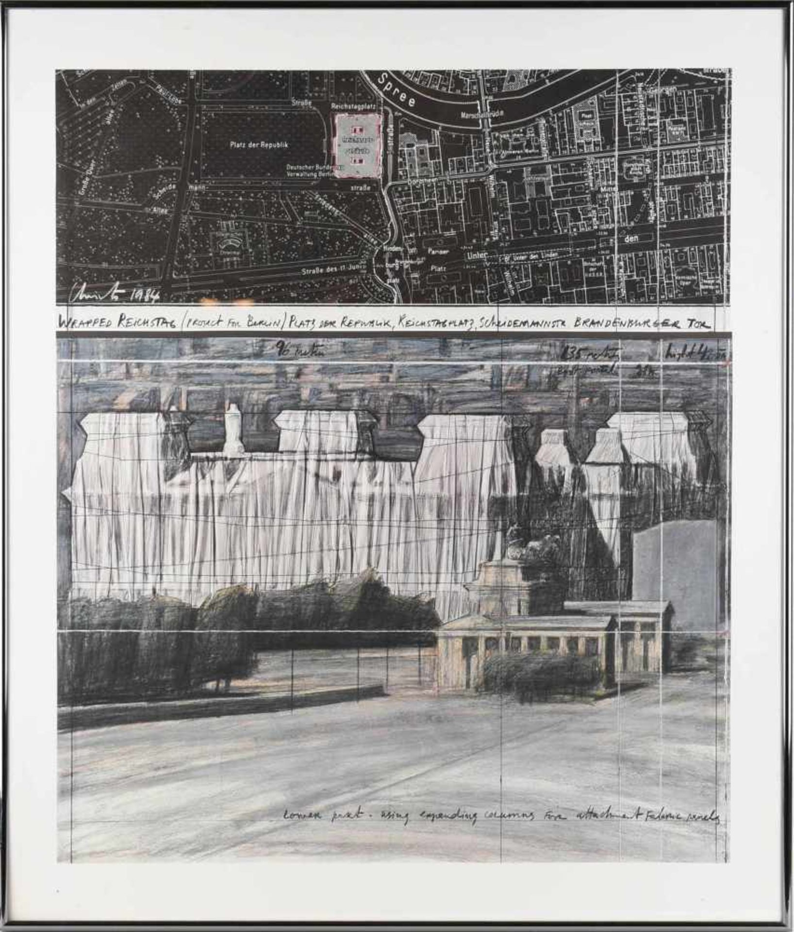 Christo (1935 Gabrowo/Bulgarien - ) Farboffsetdruck, "Wrapped Reichstag" (1994), zweigeteilter Druck - Bild 3 aus 4