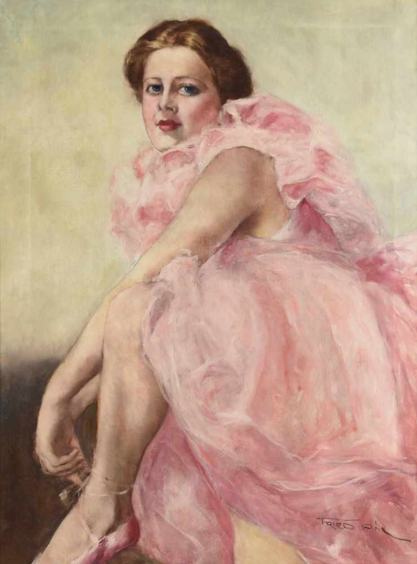 Fried, Pál (1893 Budapest - 1976 New York) Öl/Lwd., Tänzerin im rosafarbenen Kostüm, rechts unten - Bild 2 aus 4