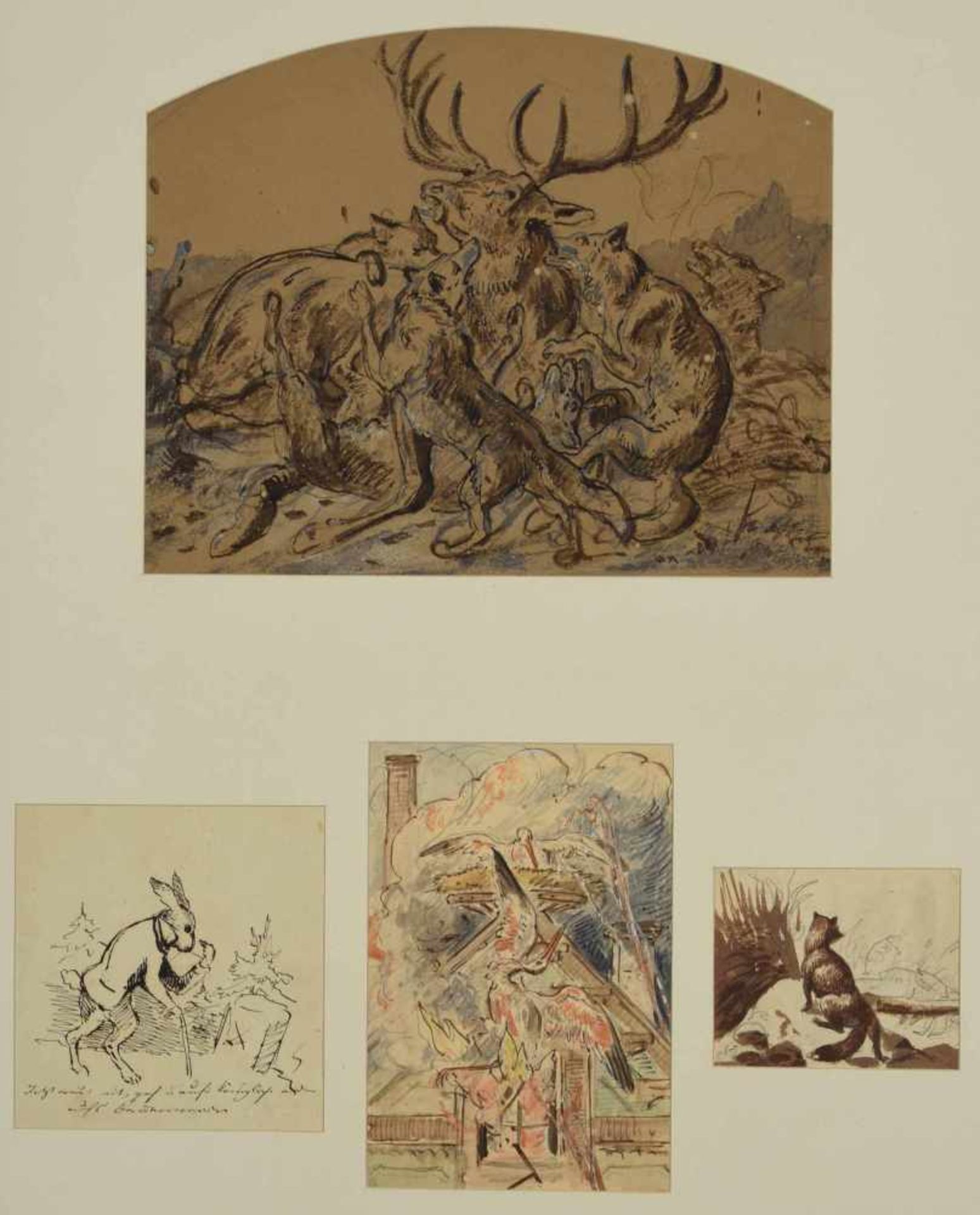 Hammer, Edmund Guido (1821 Dresden - 1898 ebd.) insg. 4 Zeichnungen in versch. Techniken auf - Bild 2 aus 2