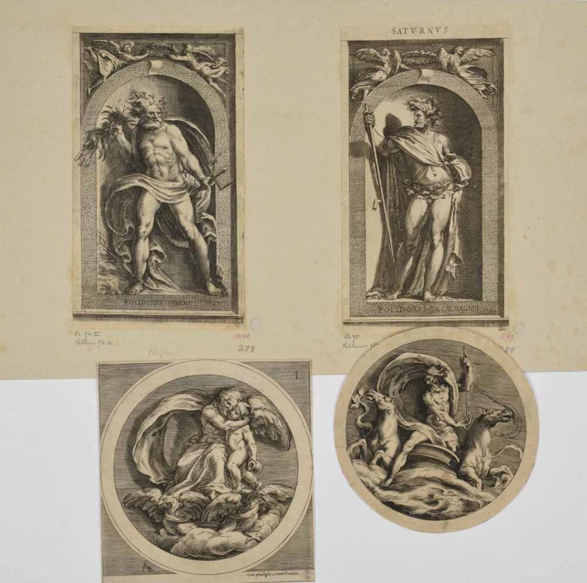 Alberti, Cherubino (nach) insg. 4 Kupferstiche, Paar Tondi mit den mythologischen Motiven Jupiter - Bild 2 aus 2