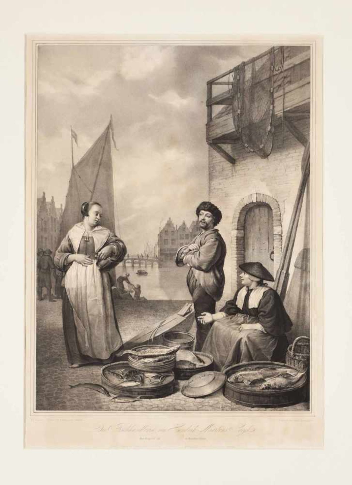 Hanfstaengl, Franz Seraph (1804 Baiernrain - 1877 München) Lithografie, "Die Fischhändlerin", nach - Bild 2 aus 2