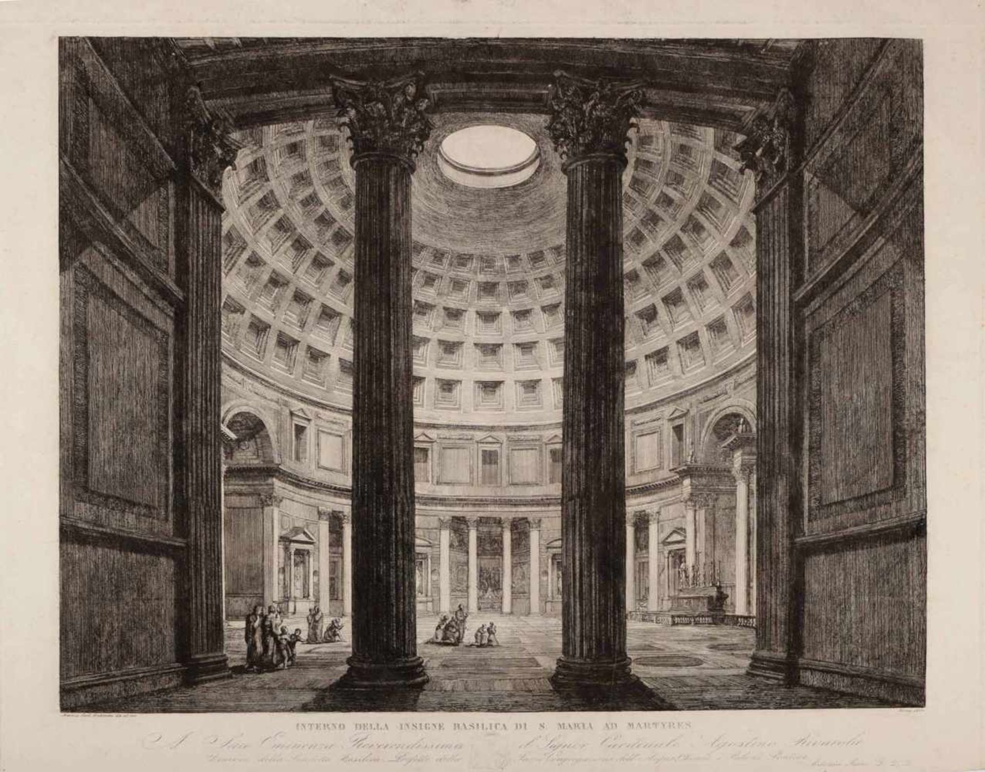 Sarti, Antonio (1797 Budrio - 1880 Rom) Radierung, "Interno della insigne Basilica di S. Maria ad - Bild 2 aus 2