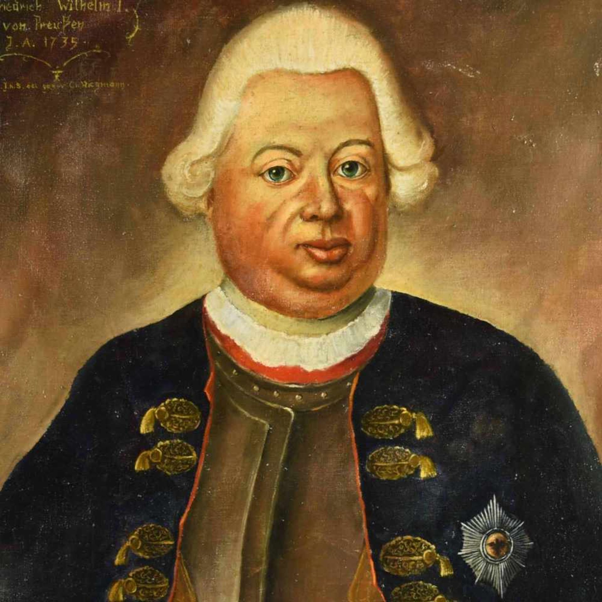 Wiegmann, C. W. Öl/Lwd., Porträt König Friedrich Wilhelm I. von Preußen nach einem historischem