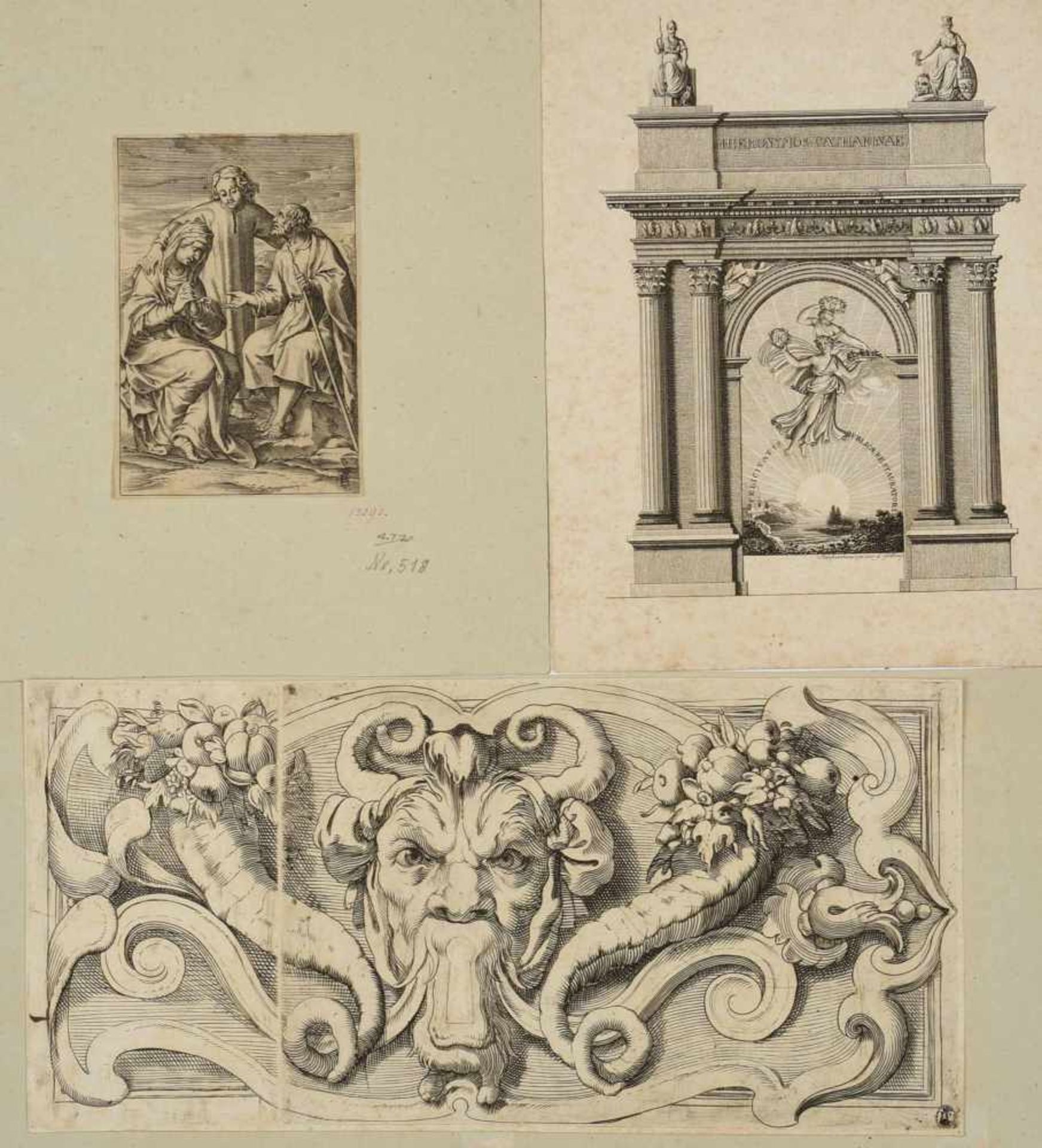 Drei historische Stiche 1 x unbekannter Stecher, wohl italienisch 17. Jh., Ruhe auf der Flucht, - Bild 2 aus 2