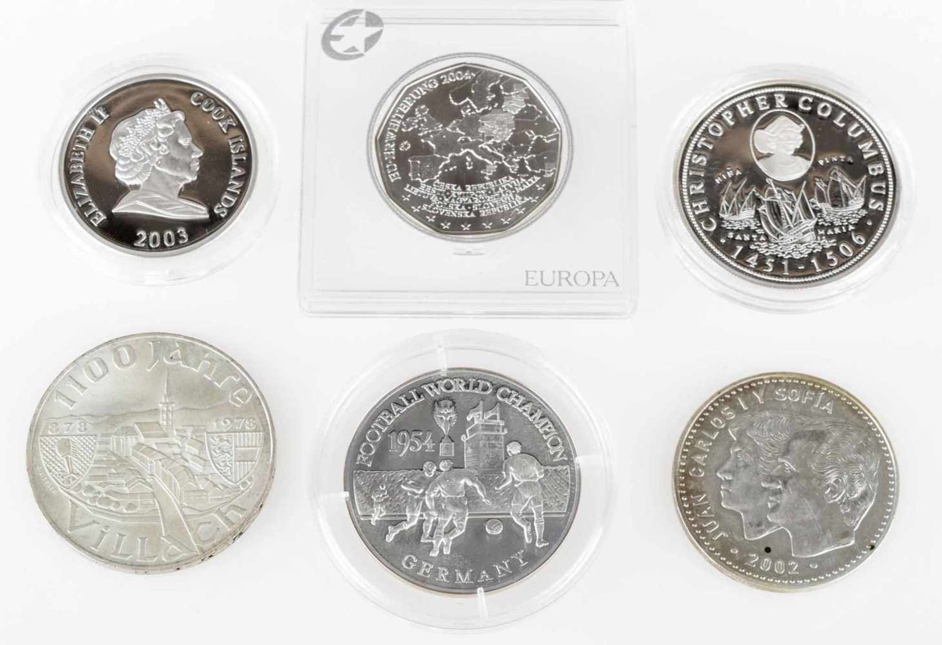 Konvolut Silbermünzen insg. 6 versch. Ausgaben: 1 x 100 Schilling Österreich (640/1000, 24 g, D 36 - Image 2 of 3