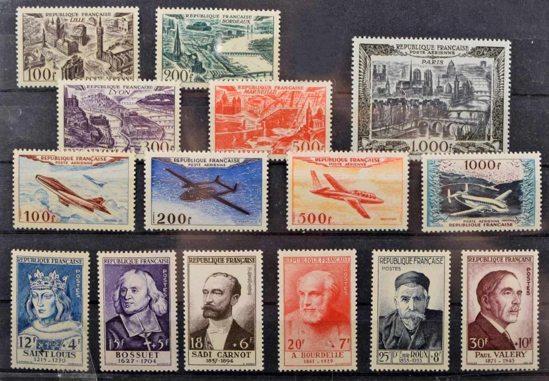 Briefmarken Frankreich postfrisch sauber, 1 x Flugpostausgabe "Stilisierte Städtebilder" 1949/50, - Bild 2 aus 2