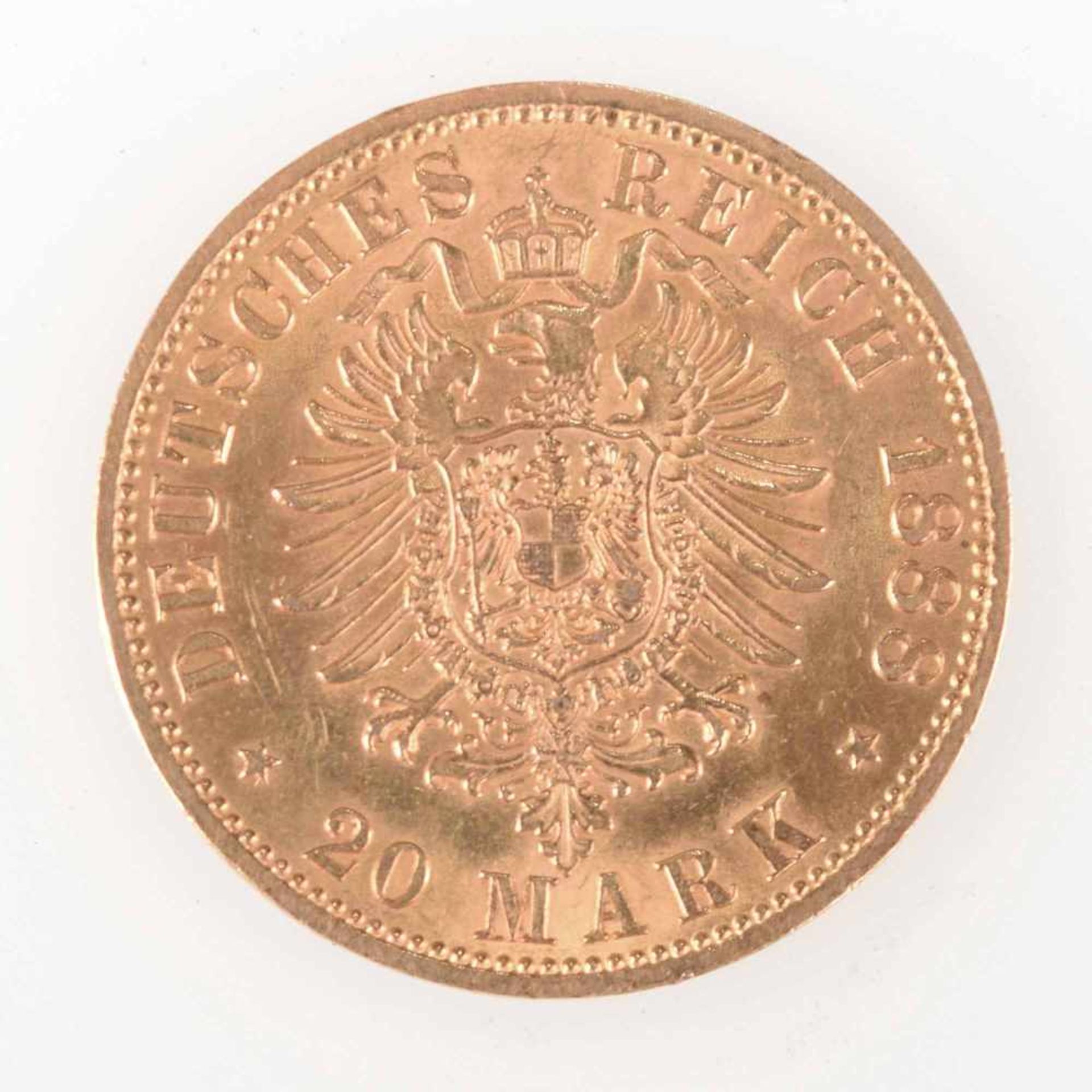 Goldmünze Preußen 1888 20 Mark in Gold (900/1000, 7,96 g), av. Friedrich Deutscher Kaiser König - Bild 3 aus 3