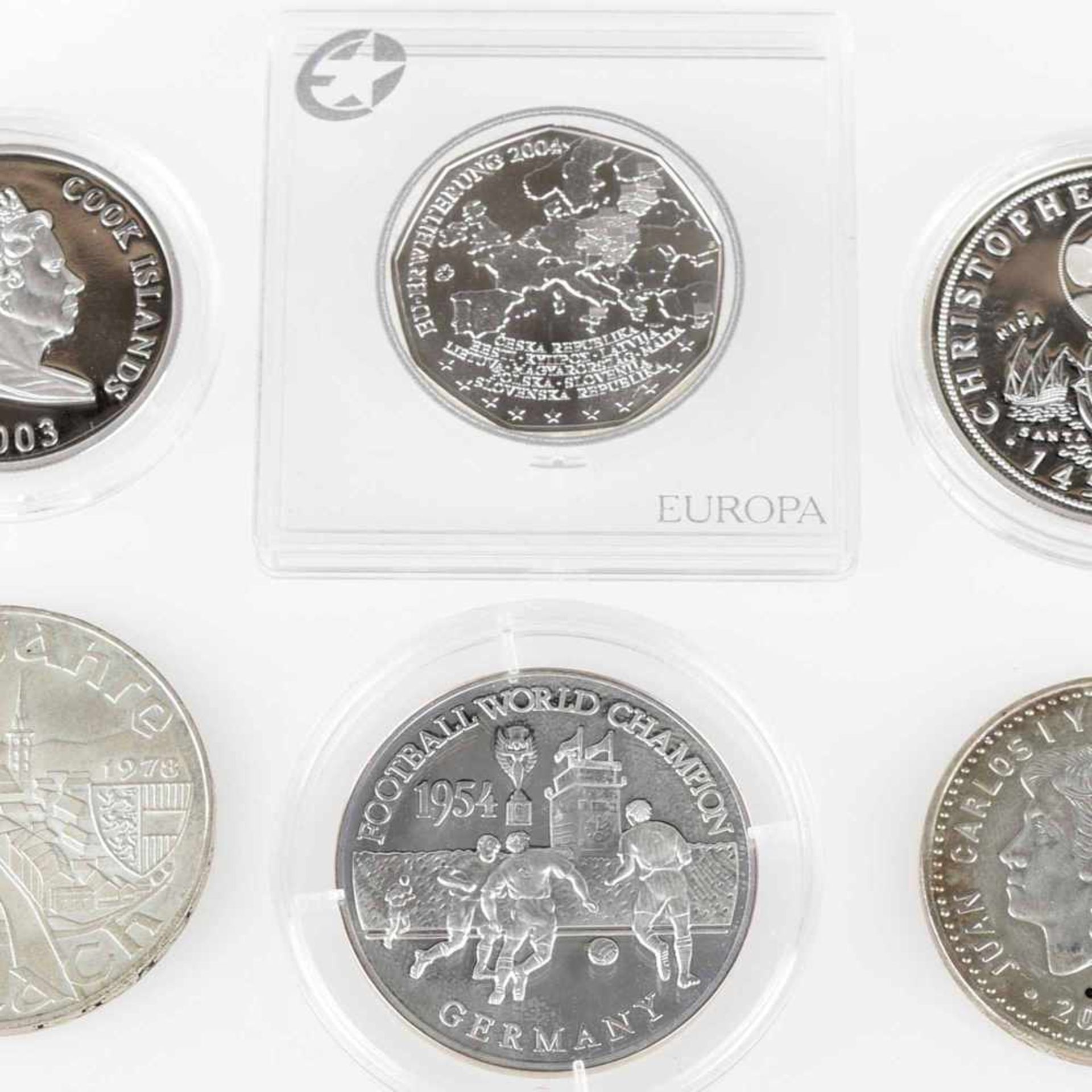 Konvolut Silbermünzen insg. 6 versch. Ausgaben: 1 x 100 Schilling Österreich (640/1000, 24 g, D 36
