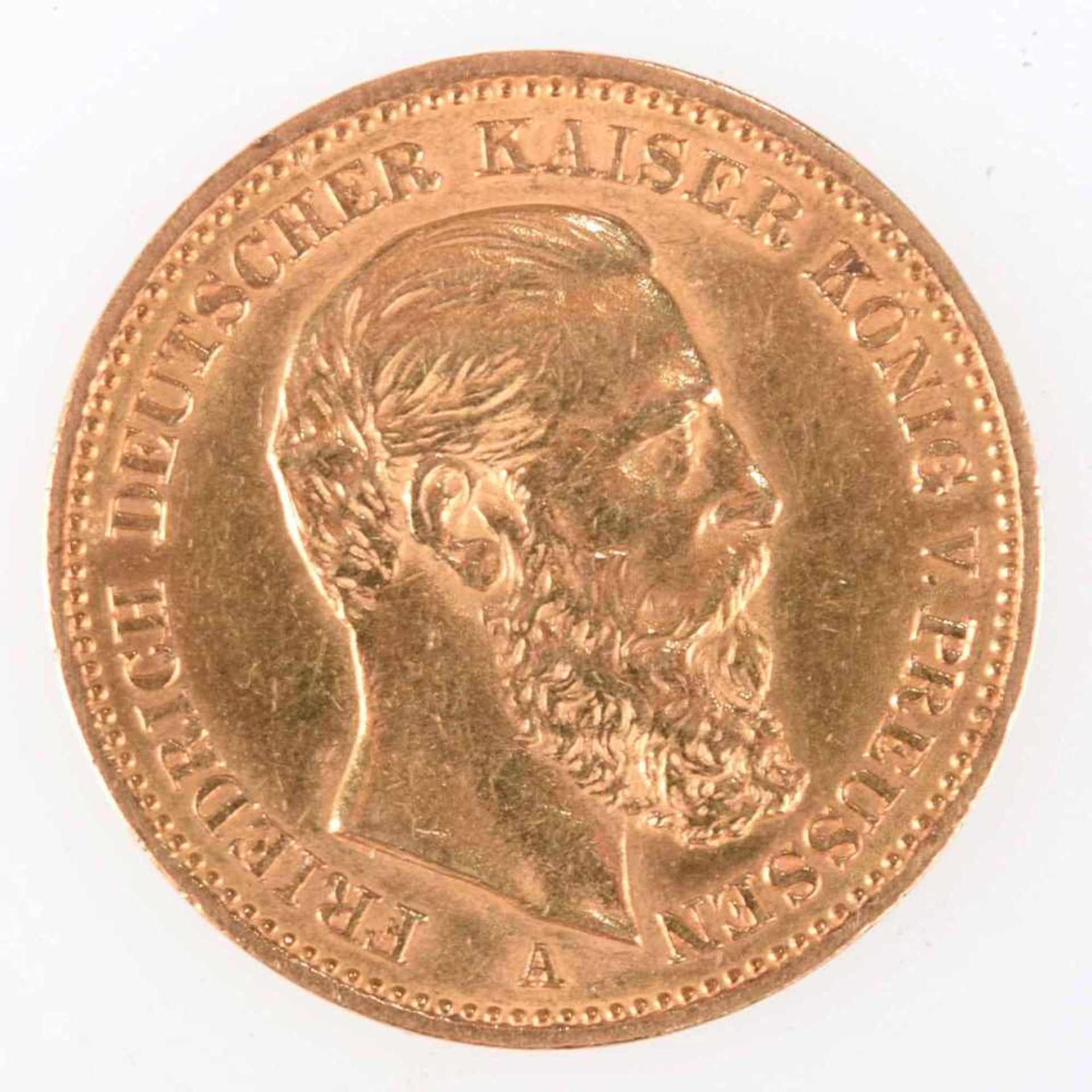 Goldmünze Preußen 1888 20 Mark in Gold (900/1000, 7,96 g), av. Friedrich Deutscher Kaiser König - Bild 2 aus 3