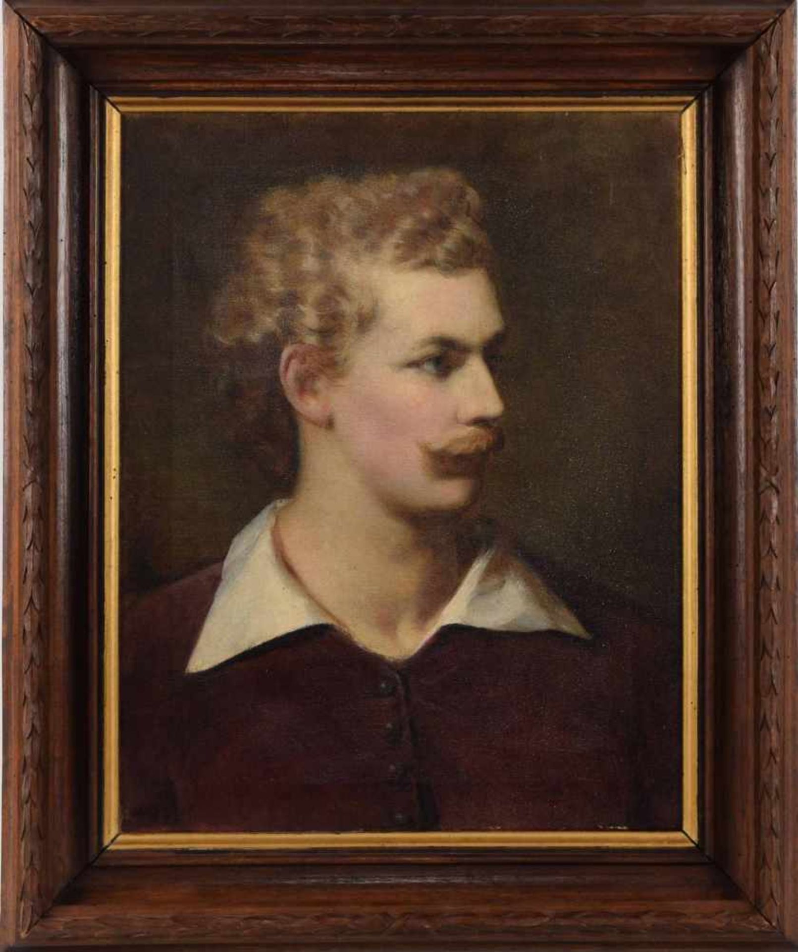 Unbekannter Porträtist Öl/Lwd., Brustporträt, wohl Darstellung des Malers Anselm Feuerbach nach - Bild 3 aus 3