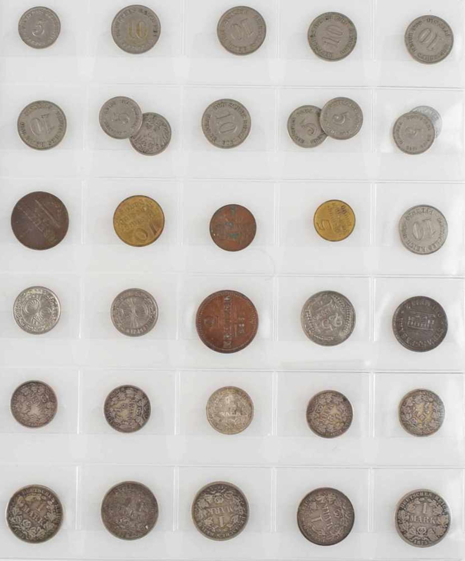 Konvolut Münzen insg. über 30 Stück, dabei u.a.: 5 x 1 Mark Kaiserreich in Silber (900/1000, 5,55 g, - Bild 2 aus 3