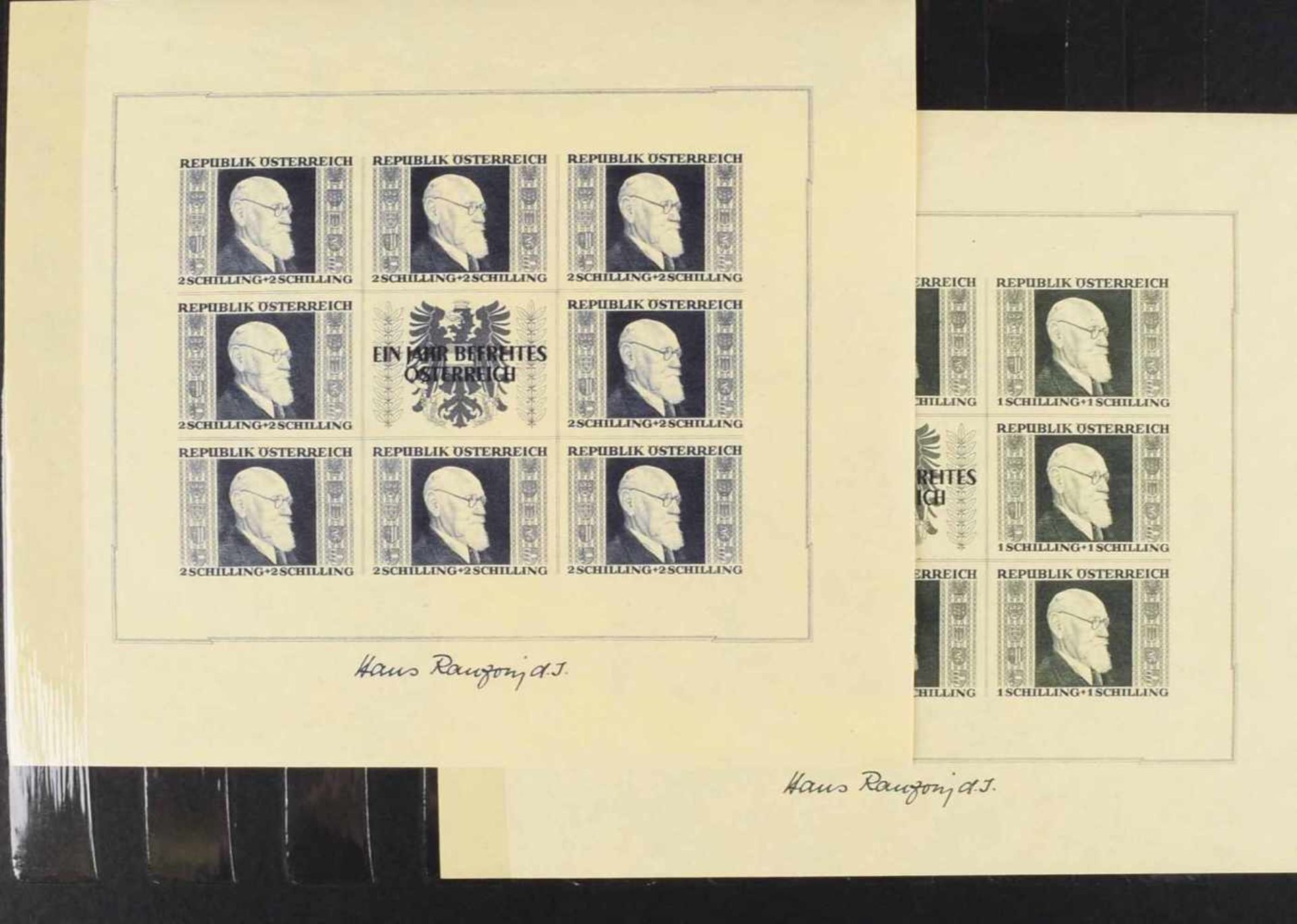 Briefmarken Österreich 1946 postfrisch, insg. alle 4 Blockausgaben, sog. "Renner-Blöcke" (Kleinbogen - Image 4 of 4
