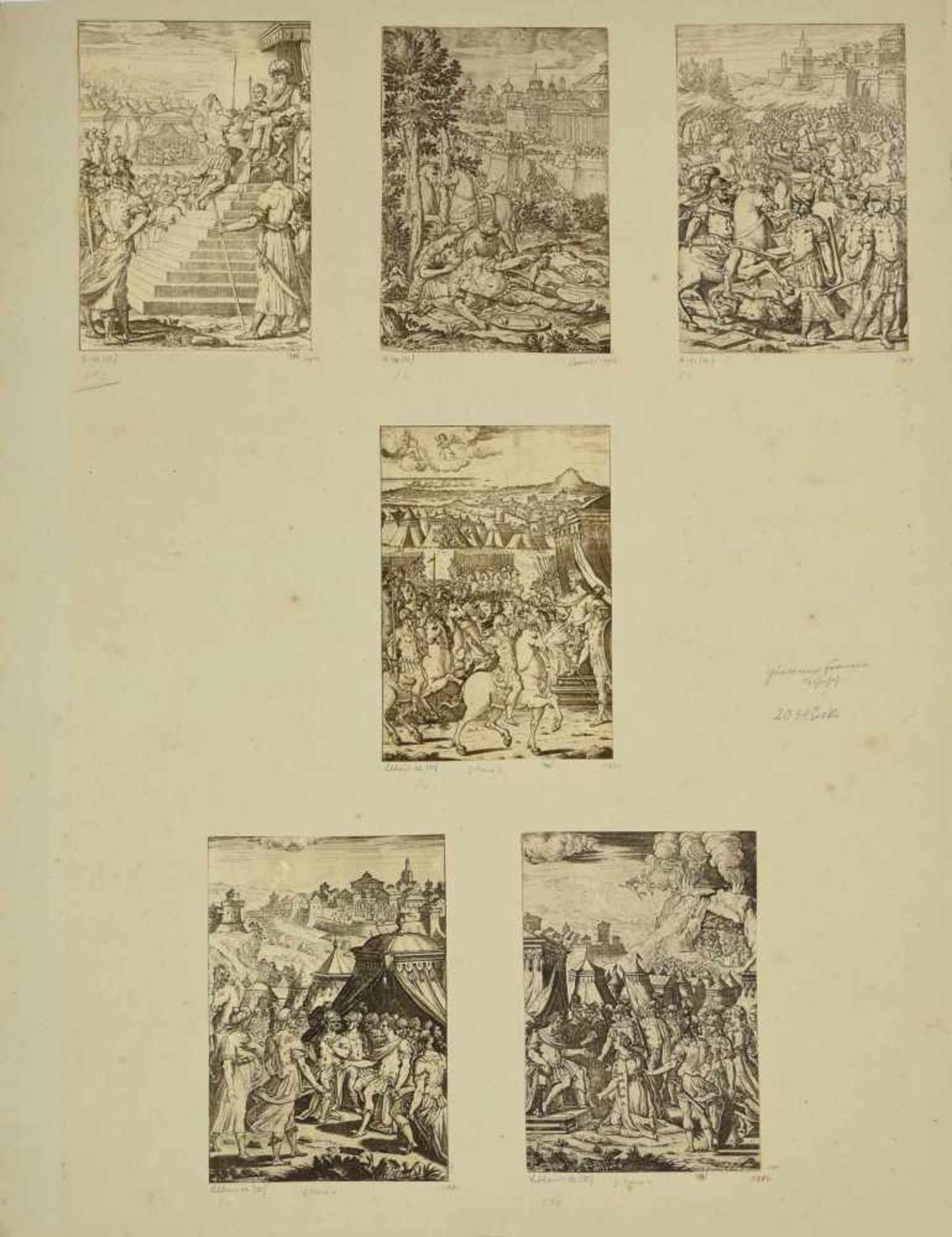 Franco, Giacomo (1550 Venedig - 1620 ebd.) 12 Kupferstiche, auf Karton kaschiert, Illustrationen - Bild 3 aus 3