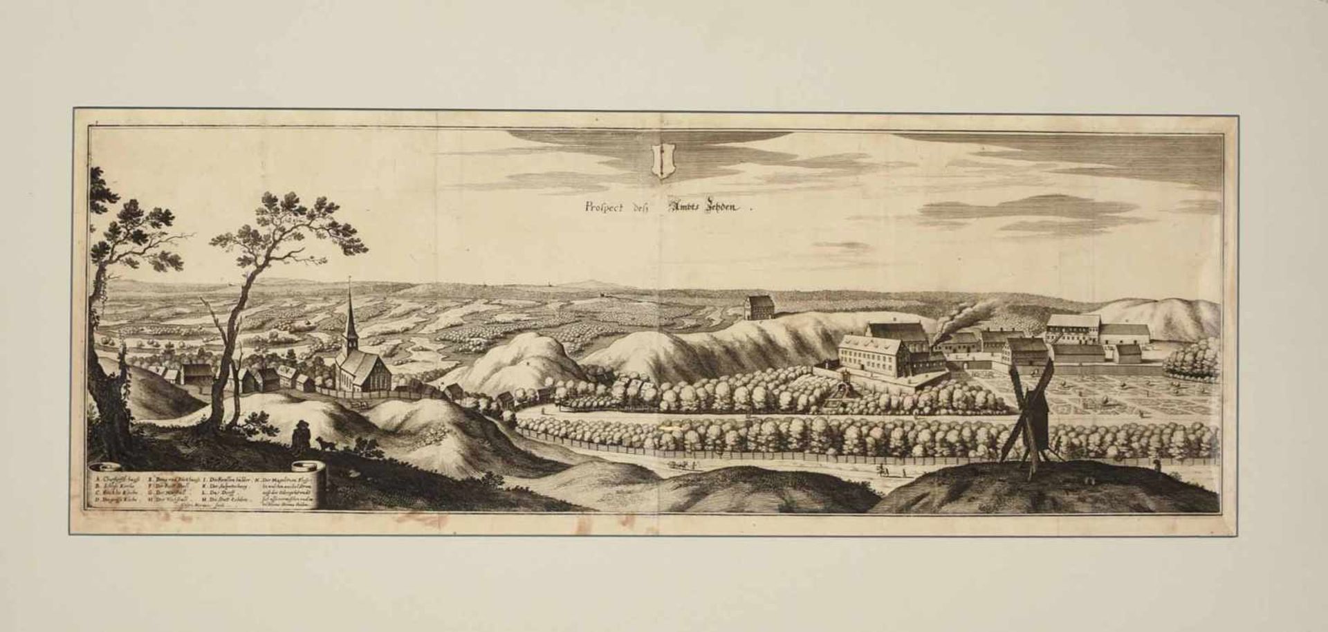 Ansicht des Amtes Zehden Kupferstich, "Prosepct des Ambts Zehden" (heute Cedynia/Polen), mit - Bild 2 aus 2