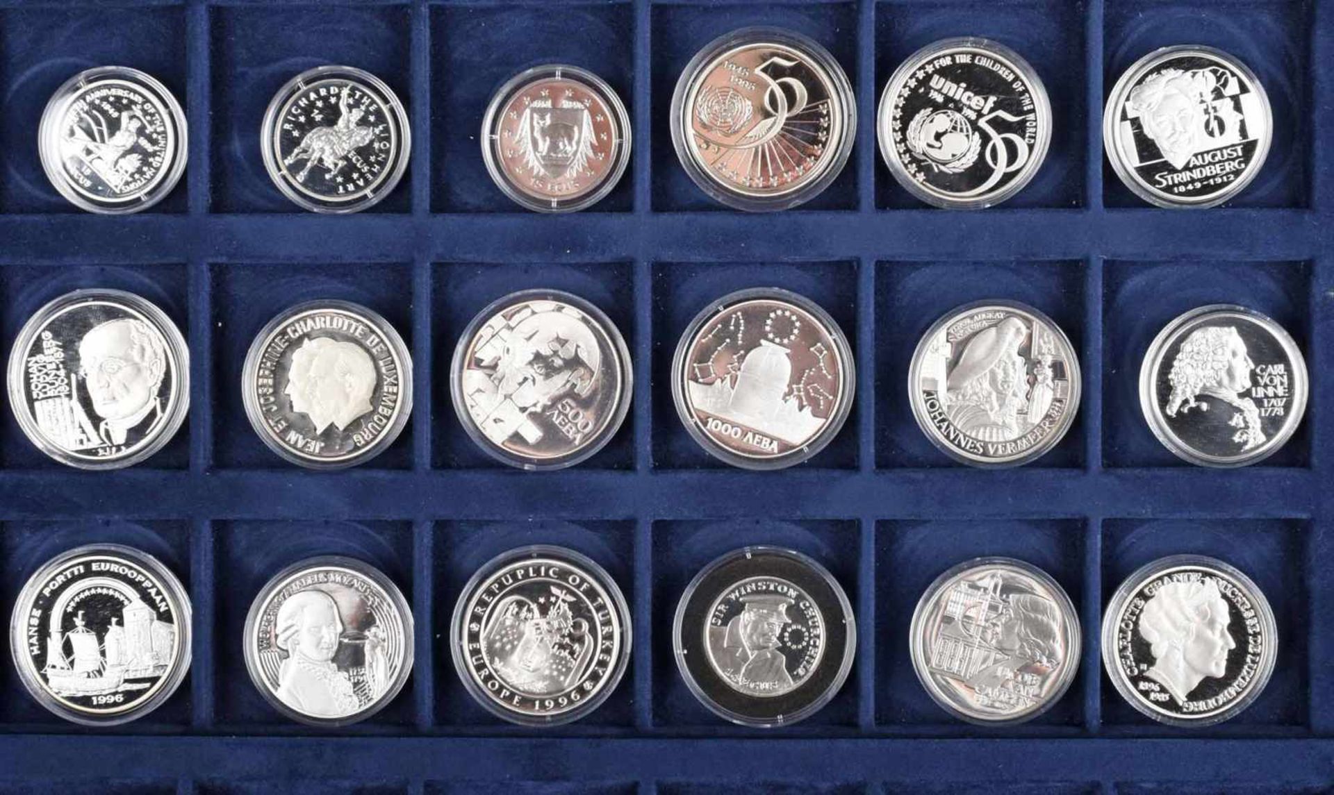 Sammlung Silber - ECU insg. ca. 50 Münzen, dabei u.a.: 1 x 750 000 Lira Türkei 1996 "Türkische und - Image 4 of 4