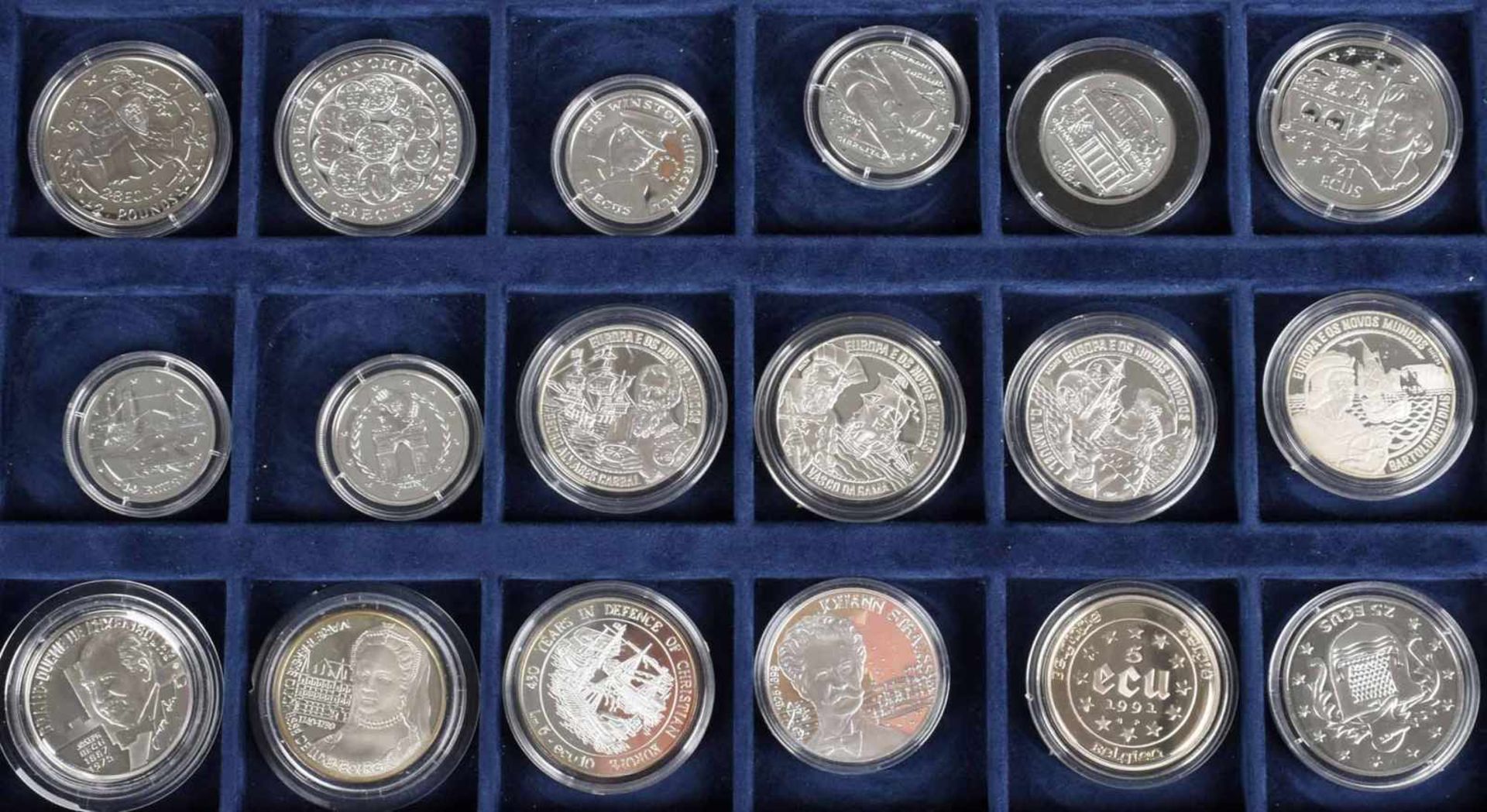 Sammlung Silber - ECU insg. ca. 50 Münzen, dabei u.a.: 1 x 750 000 Lira Türkei 1996 "Türkische und - Image 3 of 4