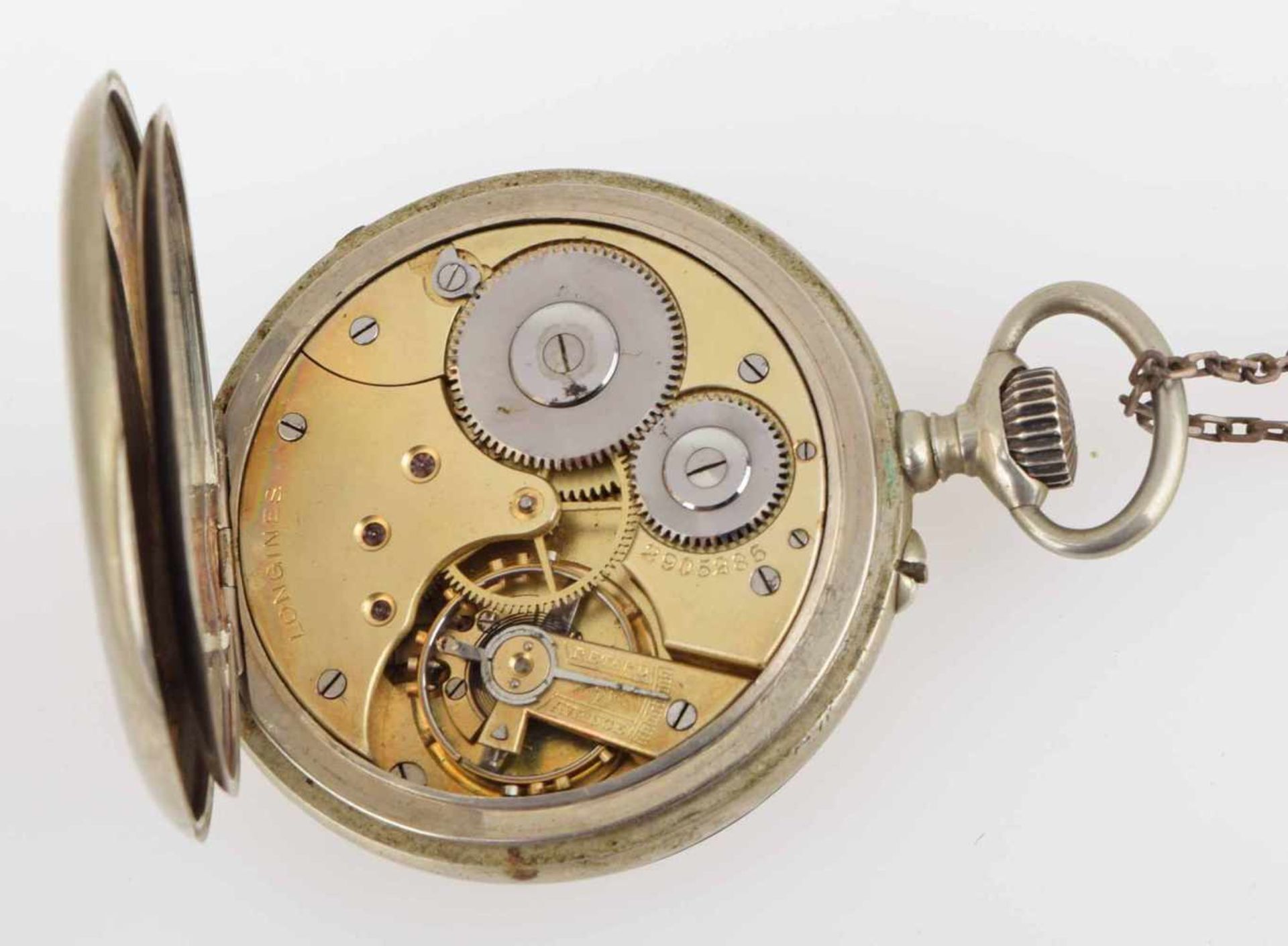 Herrentaschenuhr Metallgehäuse, mit nummeriertem Longines-Uhrwerk (2905285), Emailzifferblatt ( - Bild 3 aus 3