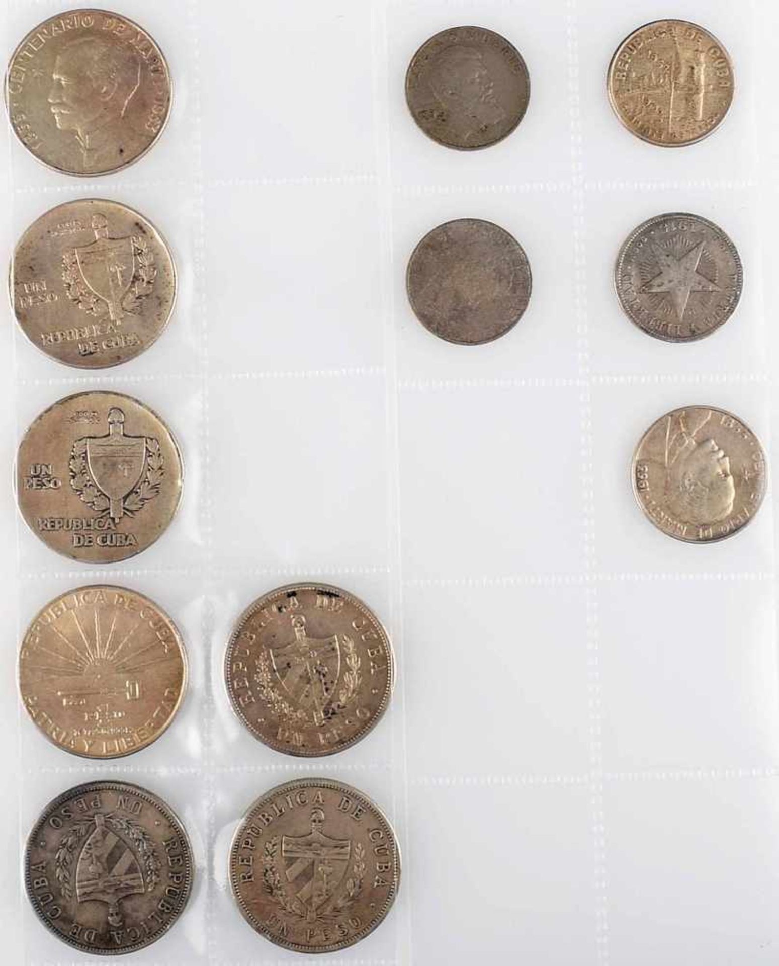 Sammlung Silbermünzen Kuba insg. 12 versch. Silbermünzen, dabei: 7 x Silbermünzen zu 1 Peso, 900/ - Bild 3 aus 3