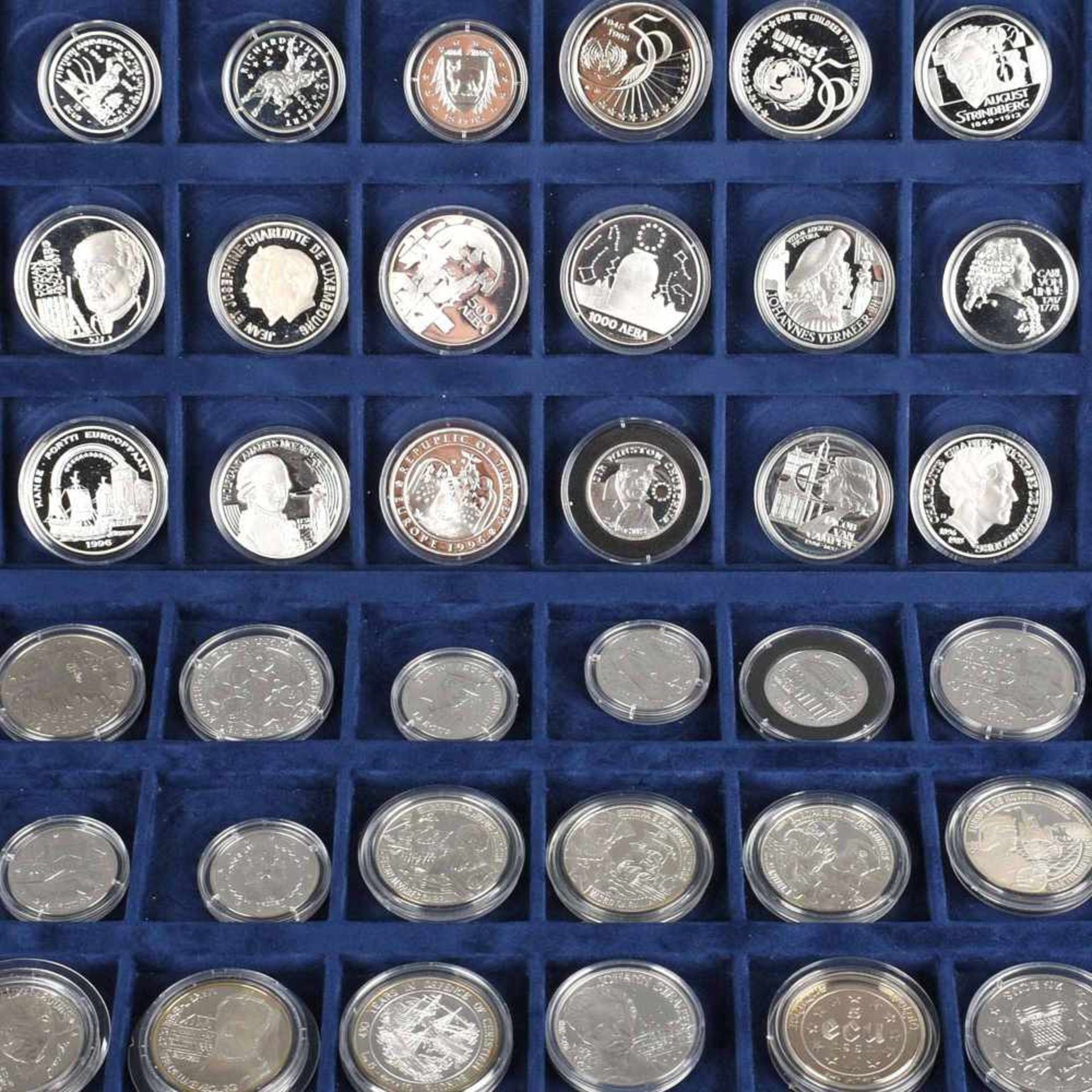 Sammlung Silber - ECU insg. ca. 50 Münzen, dabei u.a.: 1 x 750 000 Lira Türkei 1996 "Türkische und
