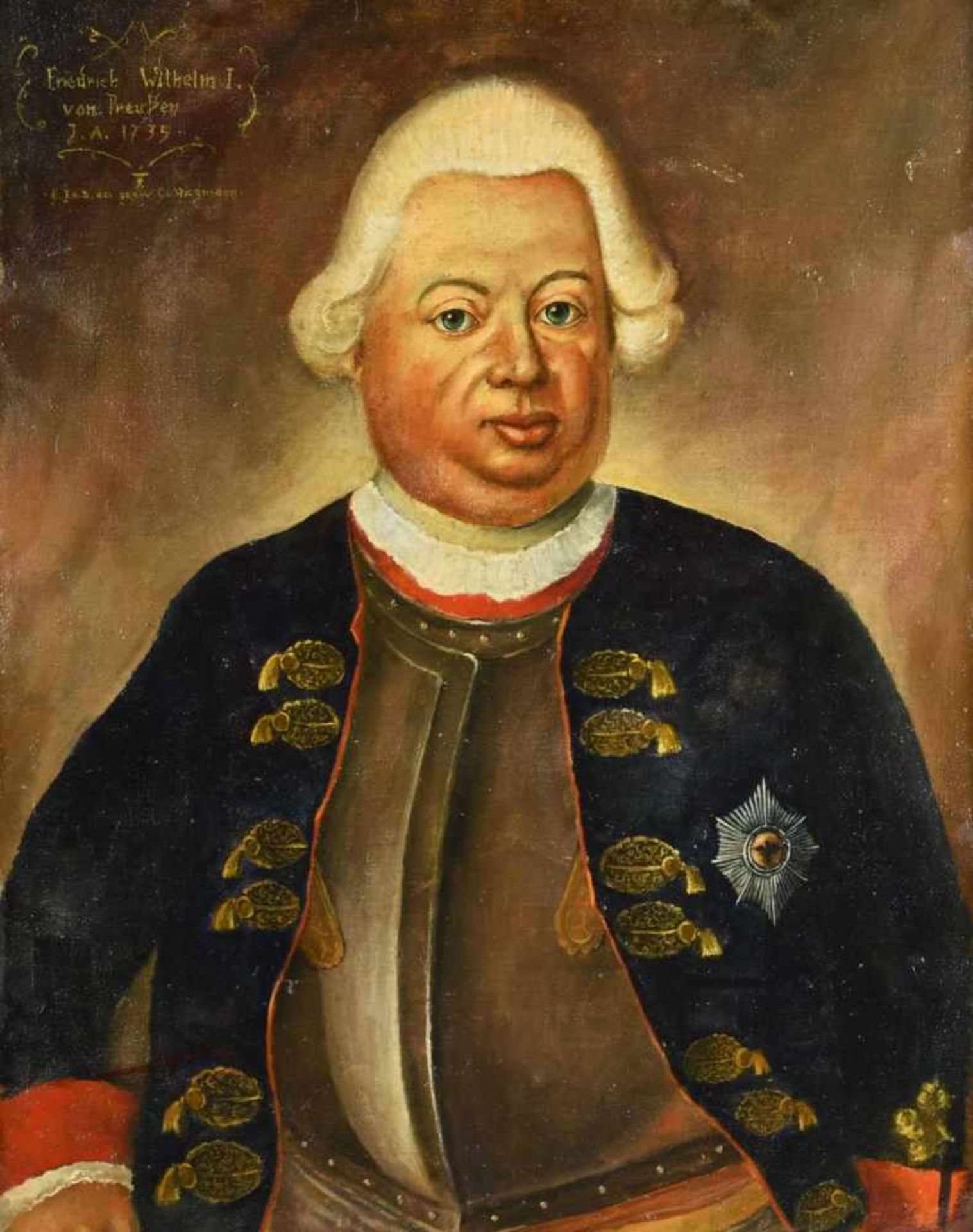 Wiegmann, C. W. Öl/Lwd., Porträt König Friedrich Wilhelm I. von Preußen nach einem historischem - Bild 2 aus 4