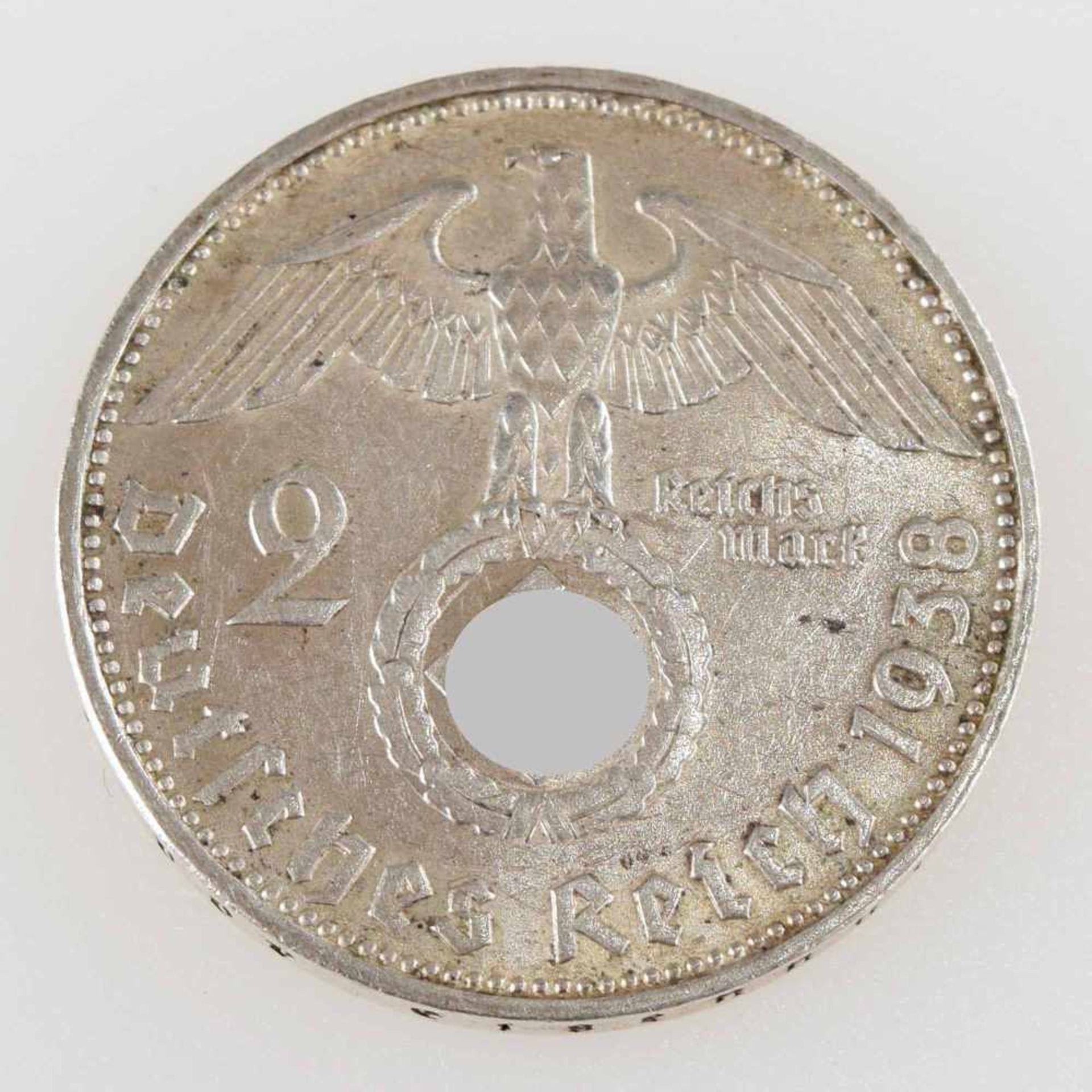 Silbermünze III. Reich 2 Reichsmark, av. Paul von Hindenburg Kopf rechts, rv. Adler mit Swastika, - Bild 3 aus 3