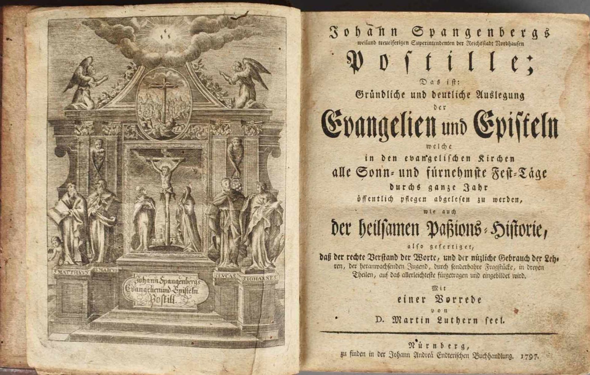 "Johann Spangenbergs Postille" 1797 "Das ist: Gruendliche und deutliche Auslegung der Evangelien und - Bild 3 aus 3