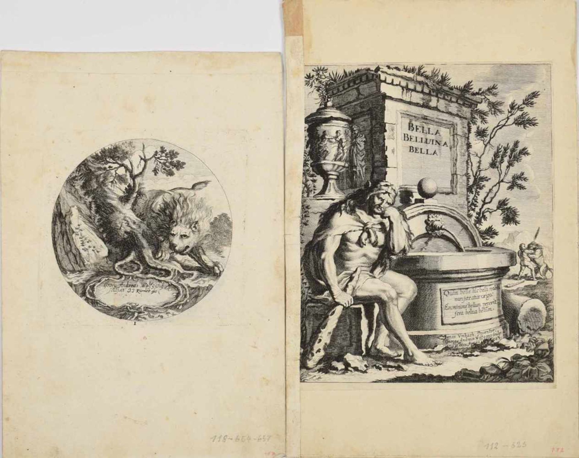 Wolfgang, Georg Andreas (1631 Chemnitz - 1716 Augsburg) Paar Hefte mit Kupferstichen. insg. 10 - Bild 2 aus 2