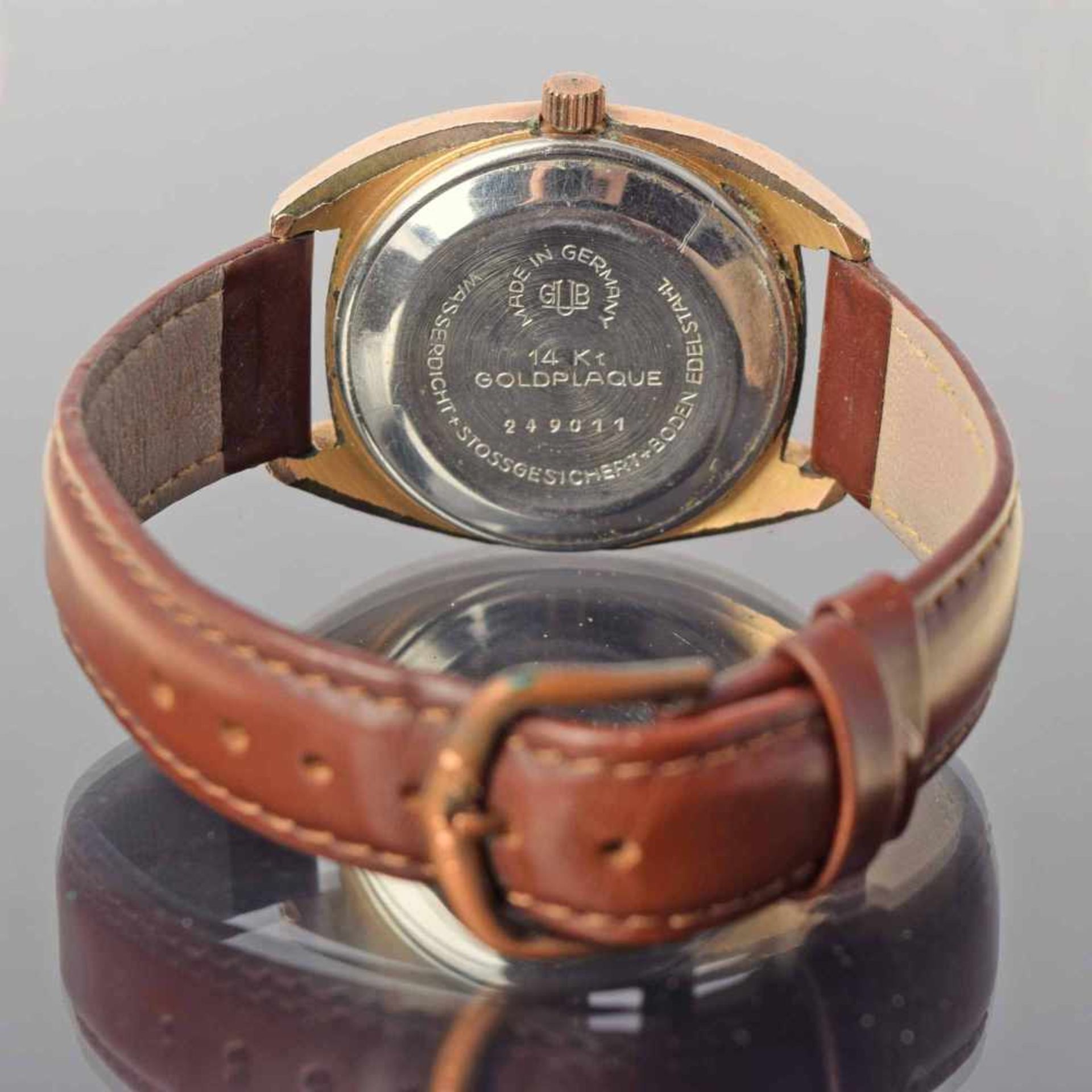 Herrenarmbanduhr Hersteller: Glashütte, Spezimatic, Modell Bison, Metallgehäuse vergoldet, - Bild 4 aus 4