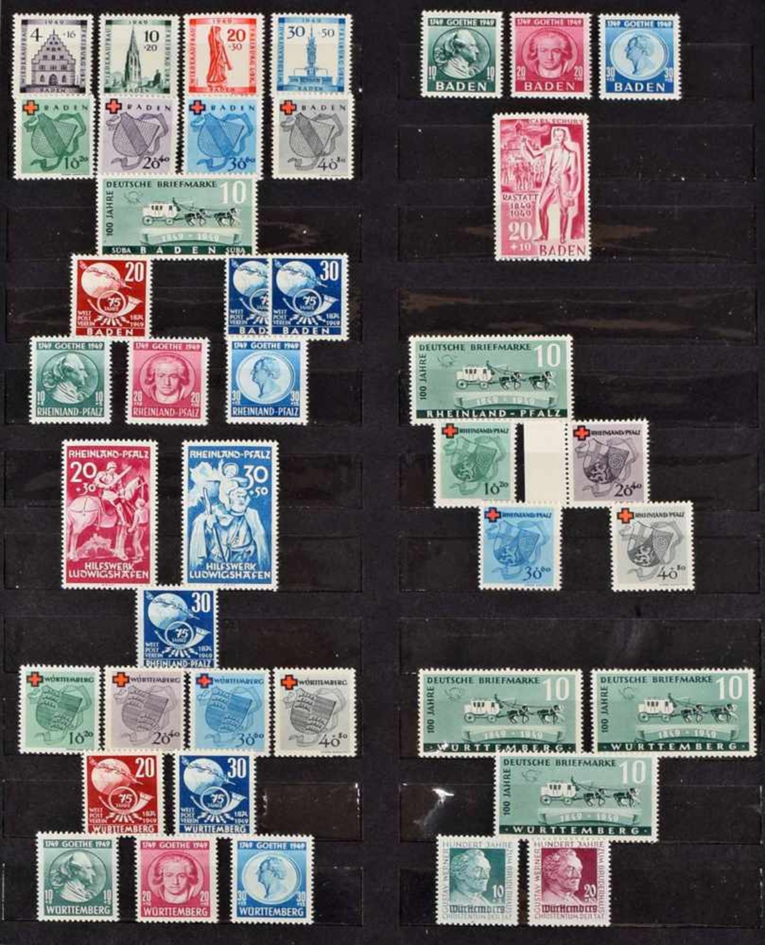 Konvolut Briefmarken Alliierte Besetzung postfrisch, dabei bessere Ausgaben Baden (u.a. Mi.-Nr. 38 A - Bild 2 aus 2