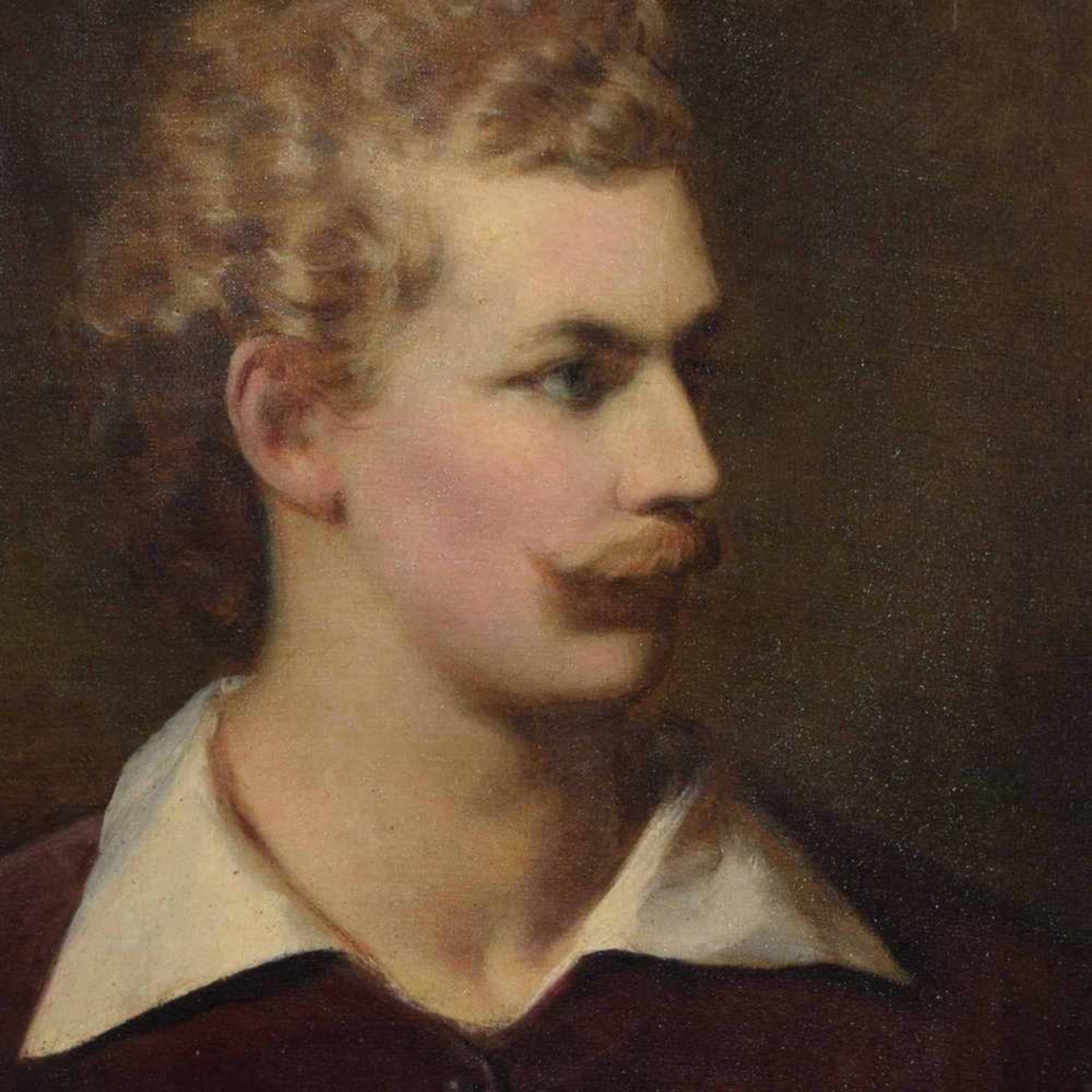 Unbekannter Porträtist Öl/Lwd., Brustporträt, wohl Darstellung des Malers Anselm Feuerbach nach