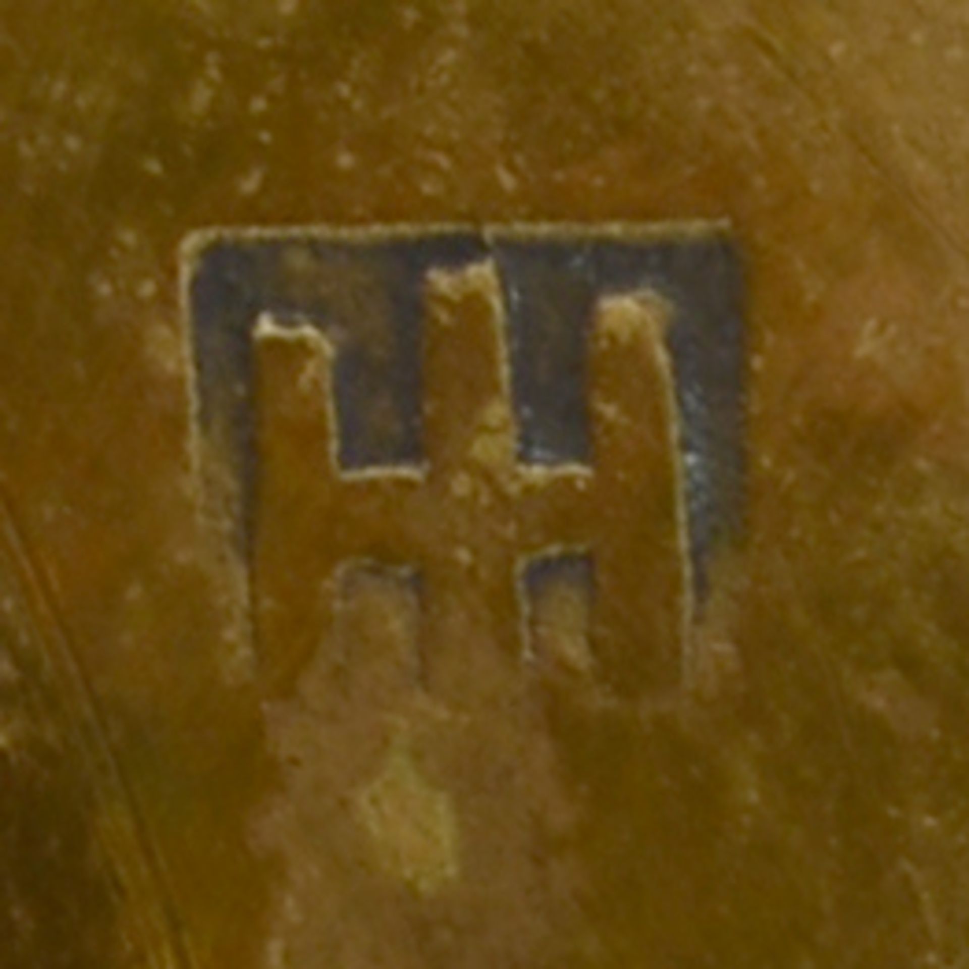 Tischleuchter Hayno Focken, Lahr, Künstlersignet, Messing, einflammig, kegelförmiger Schaft, darüber - Bild 3 aus 3