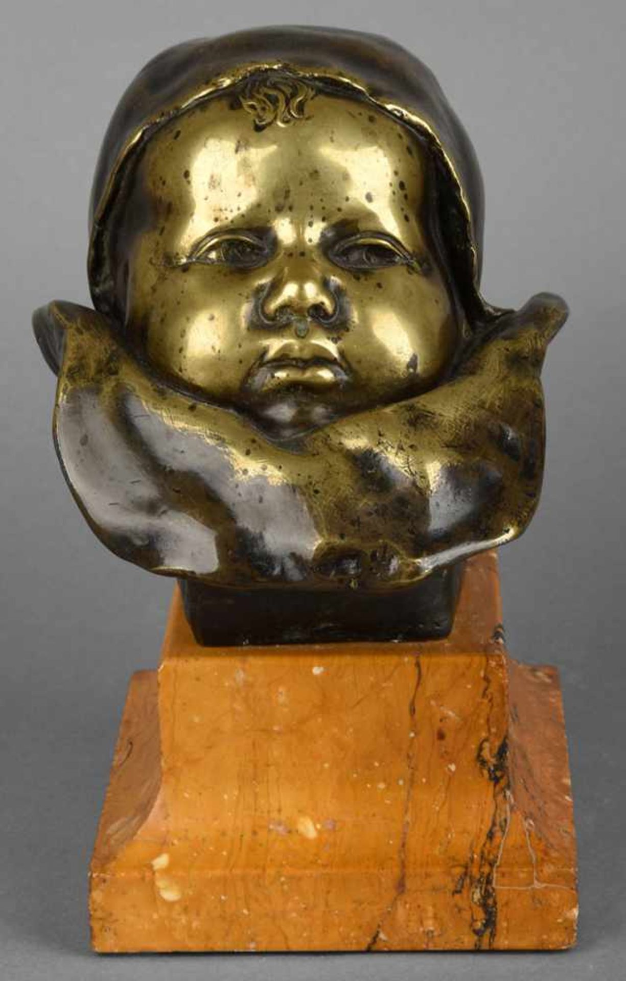 Carries, Jean Joseph Marie (1855 Lyon - 1894 Paris) attr. Bronze, "Bébé endormi", Kopf eines - Bild 2 aus 4