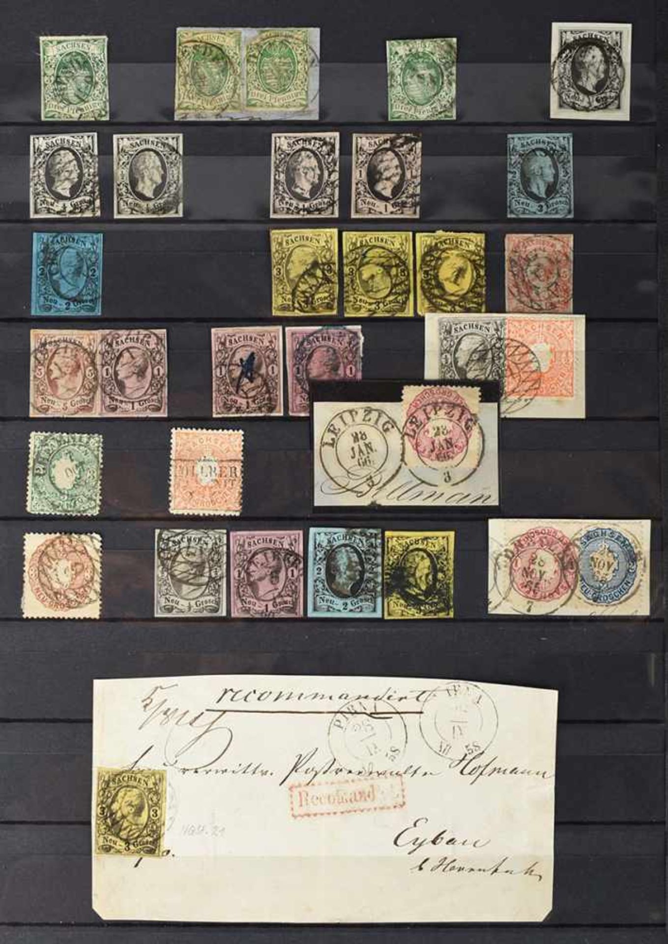 Konvolut Briefmarken und Belege Sachsen gestempelt, schöne Auswahl von der Freimarke Staatswappen - Bild 2 aus 3