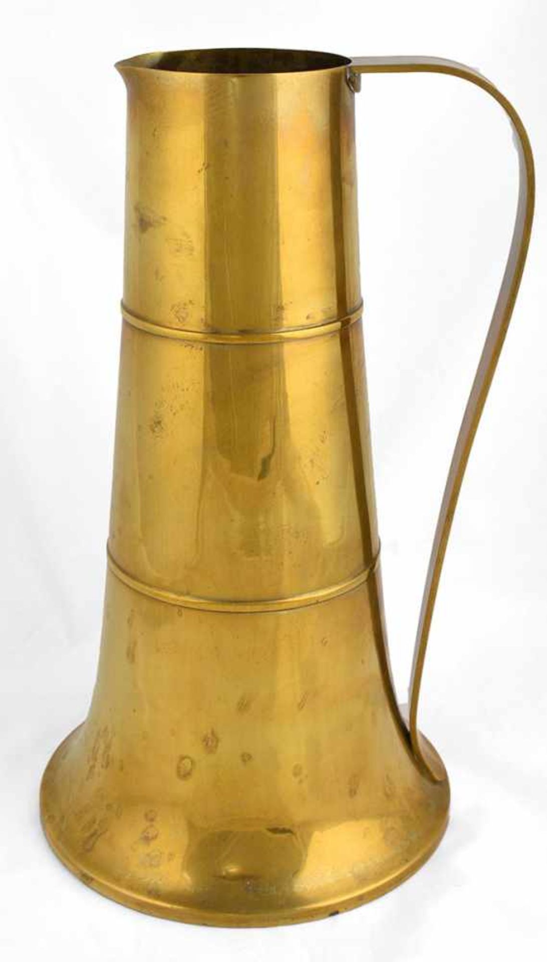 Schenkkanne Schwäbische Zinn- und Silberschmiede Harald Buchrucker, Messing, hohe konische Wandung - Bild 2 aus 3