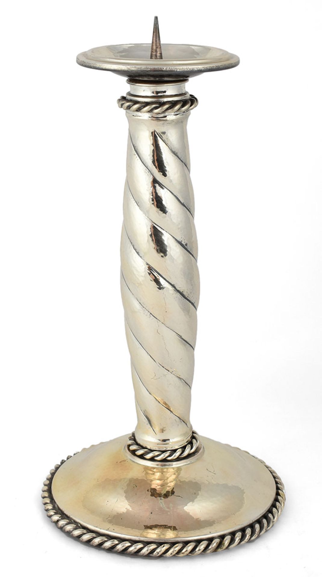 Tischleuchter Fritz Möhler, Schwäbisch Gmünd, Metall versilbert, über gewölbtem Rundfuß spiralig - Bild 2 aus 3