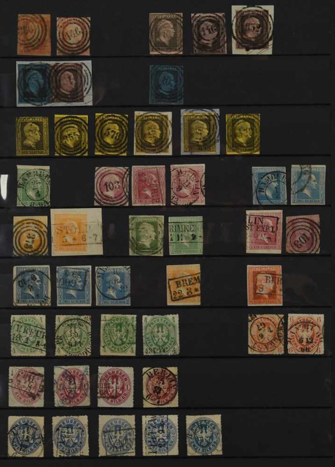 Sammlung Briefmarken Altdeutschland - Preußen gestempelt, von Mi.-Nr.1 (1/2 Sgr. 6 Pf rotorange, - Bild 2 aus 3
