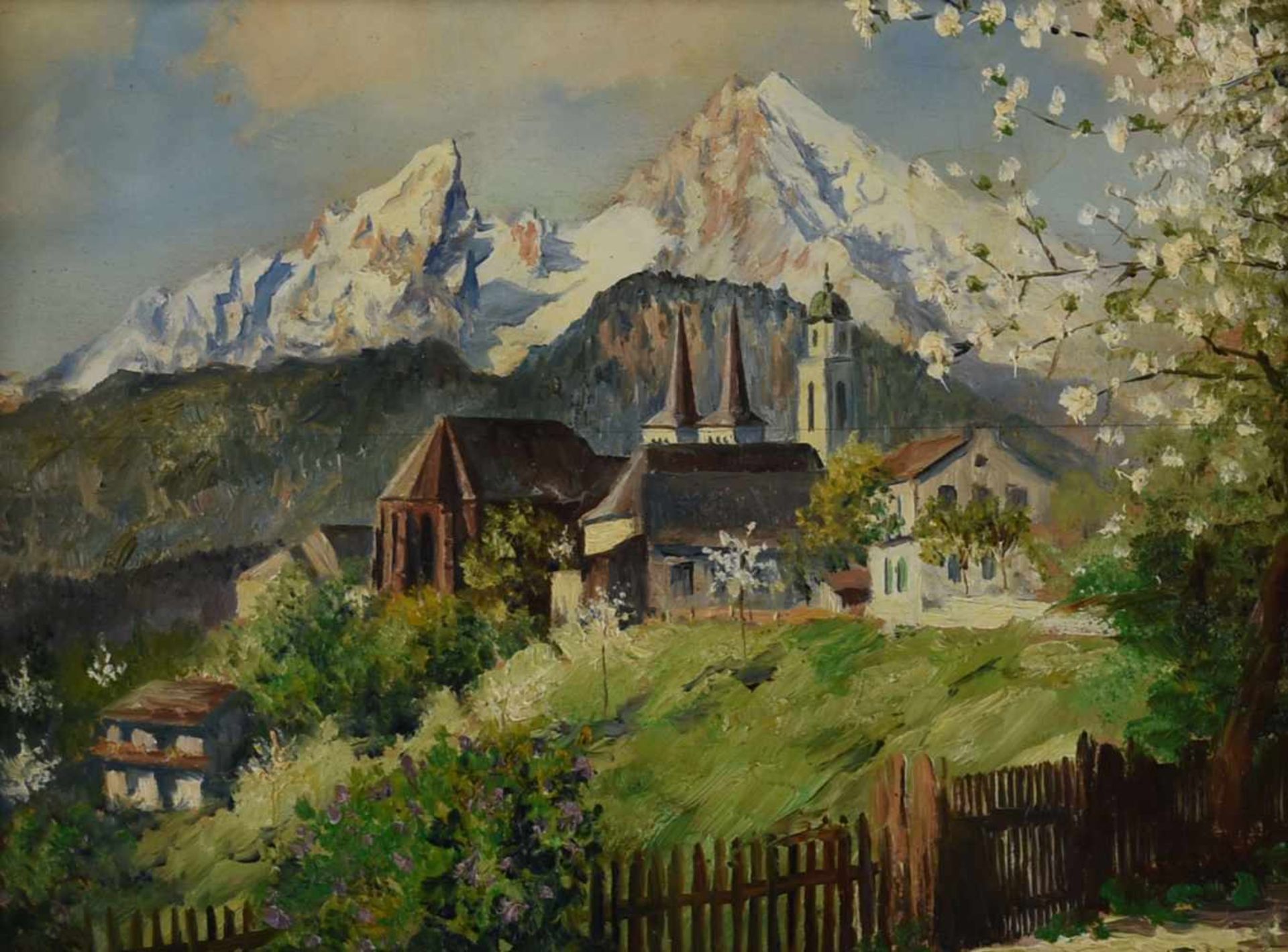 Thamm, Walter (1885 Berlin - 1938 Leipzig) Öl/Holz, Dorfkirche bei Garmisch-Partenkirchen, rechts - Bild 2 aus 4