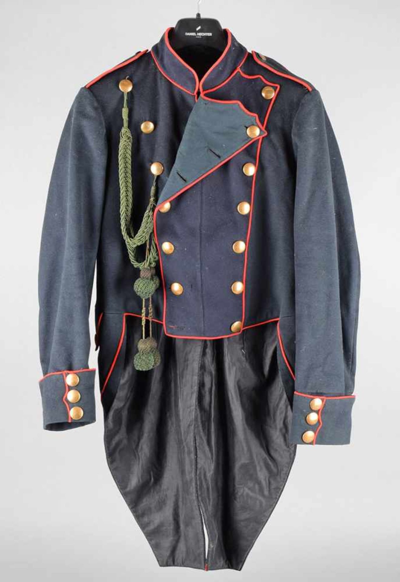 Uniformjacke Artillerie 19. Jh. blaues Wolltuch rot abgesetzt, Messingknöpfe, an den Rockschößen - Bild 2 aus 3