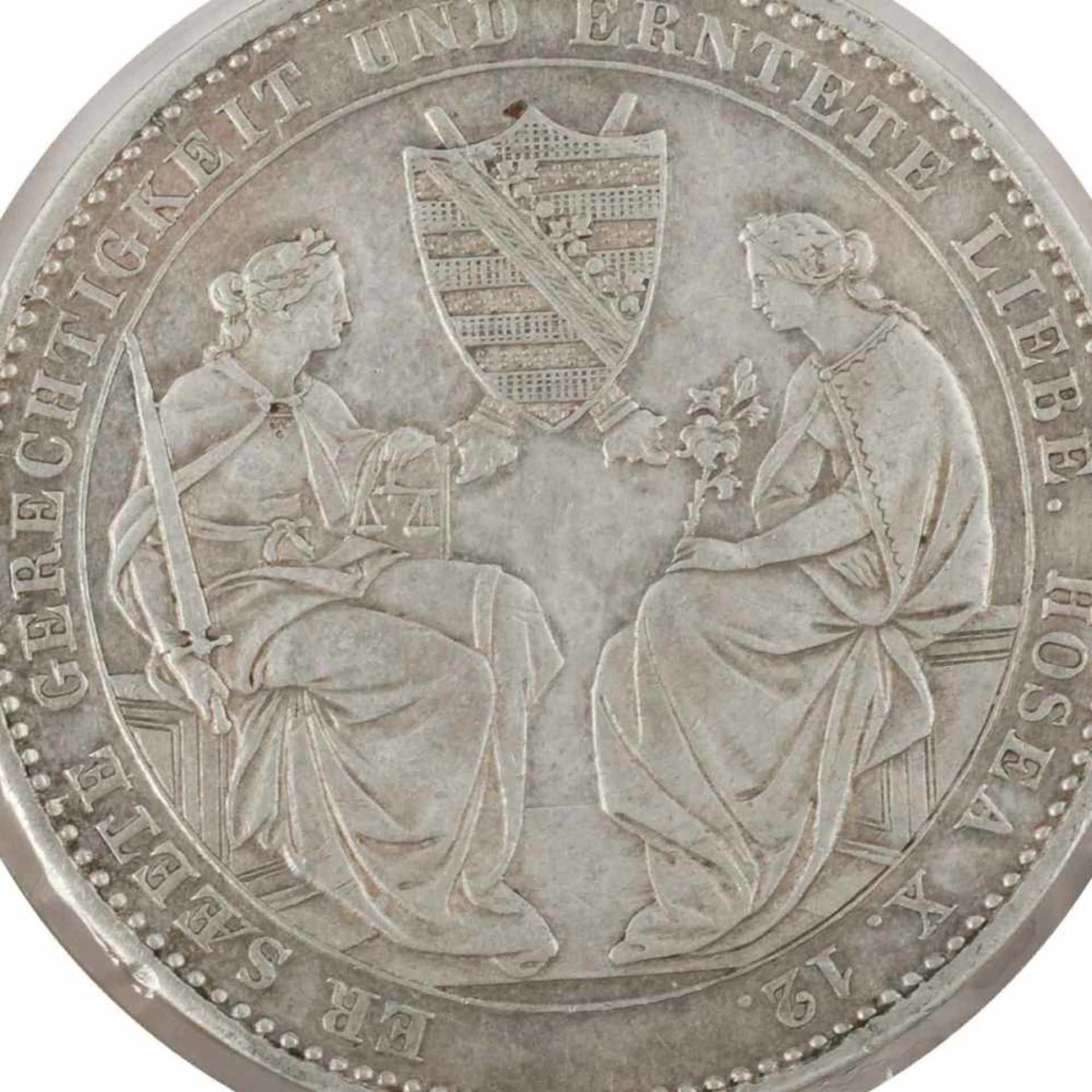 Sterbetaler Sachsen 1854 Silbertaler, av. Friedrich August II. König von Sachsen Kopf rechts über