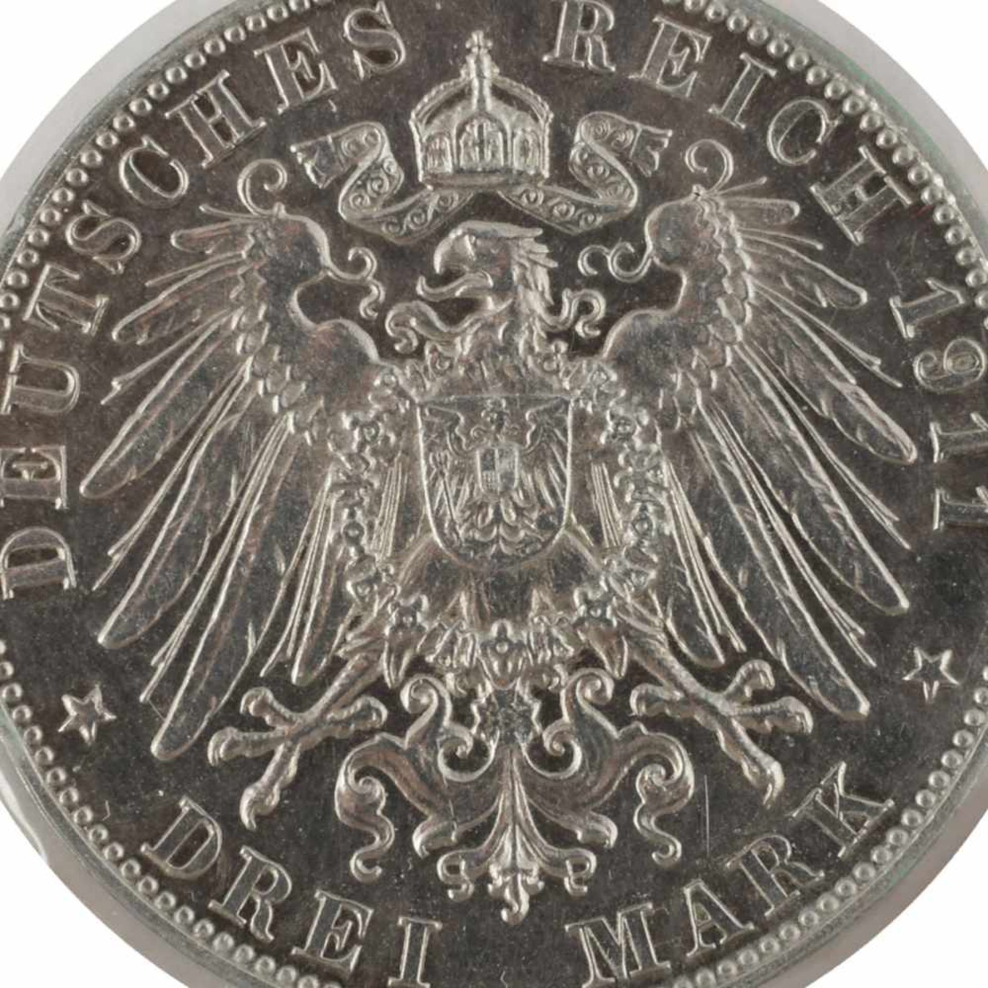 Silbermünze Kaiserreich - Bayern 1911 3 Mark, av. Luitpold Prinzregent von Bayern Kopf rechts, rv.