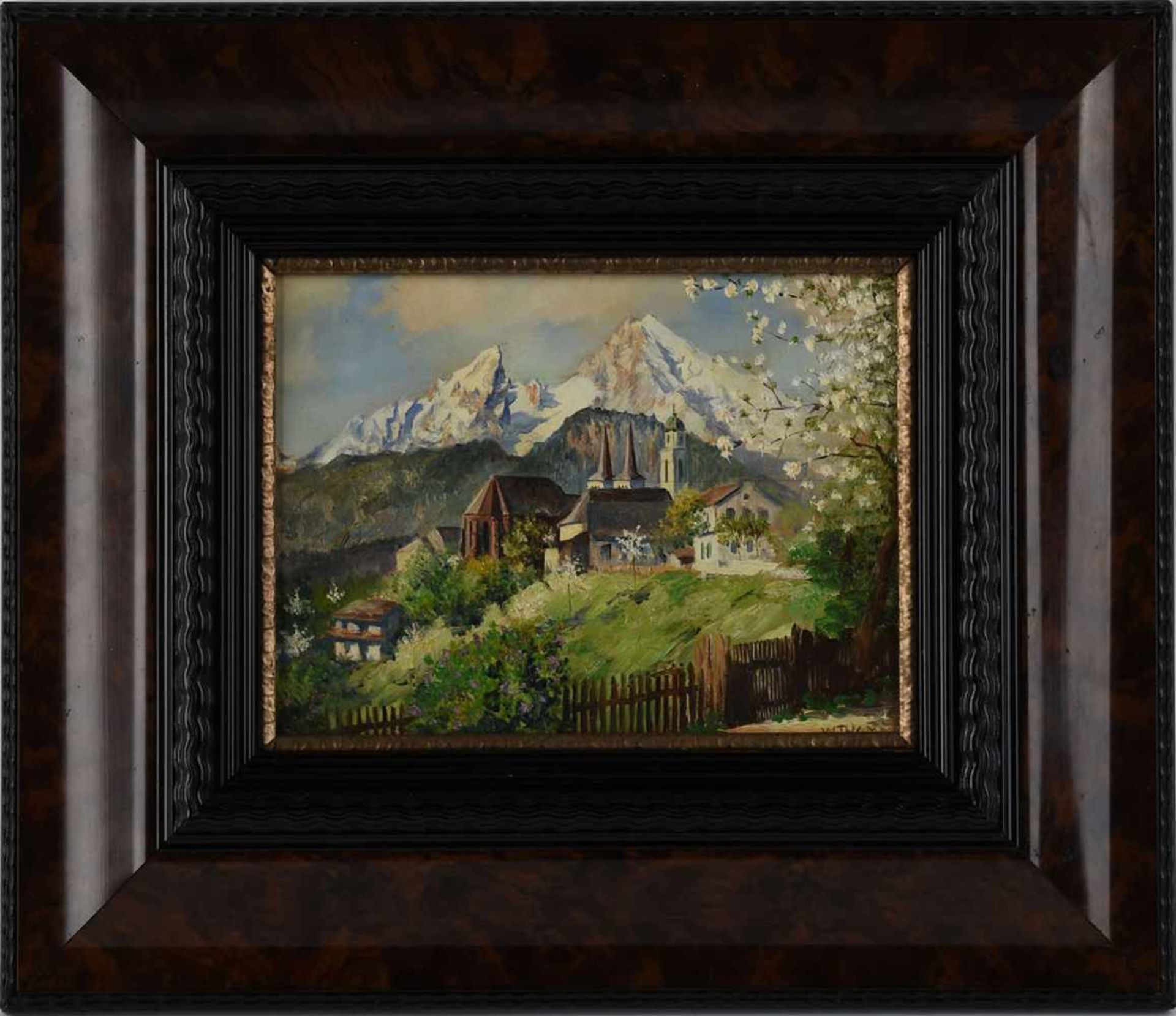 Thamm, Walter (1885 Berlin - 1938 Leipzig) Öl/Holz, Dorfkirche bei Garmisch-Partenkirchen, rechts - Bild 3 aus 4