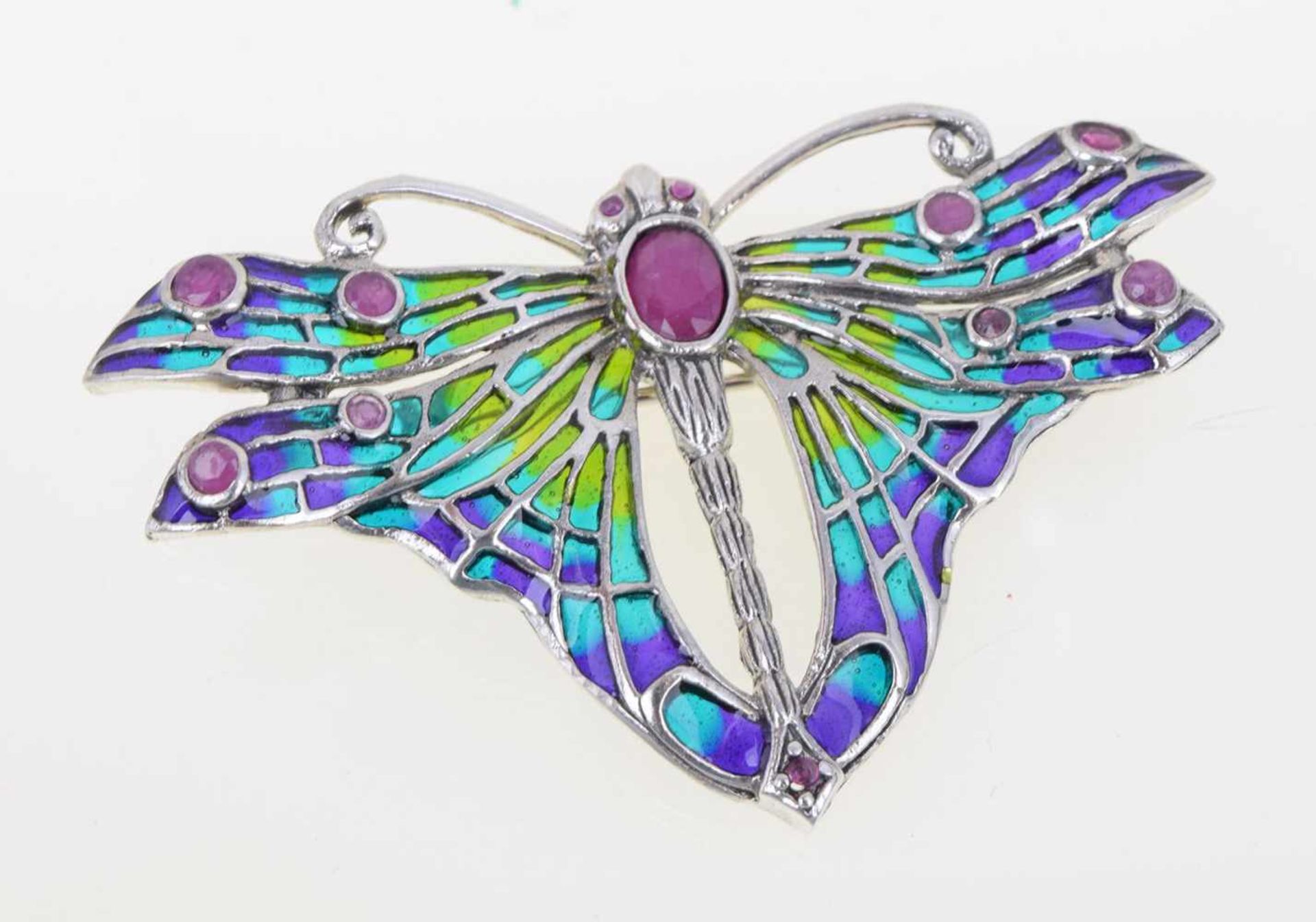 Figürlicher Broschanhänger Silber 925, stilisierte Schmetterlingsdarstellung geschmückt mit - Bild 3 aus 4