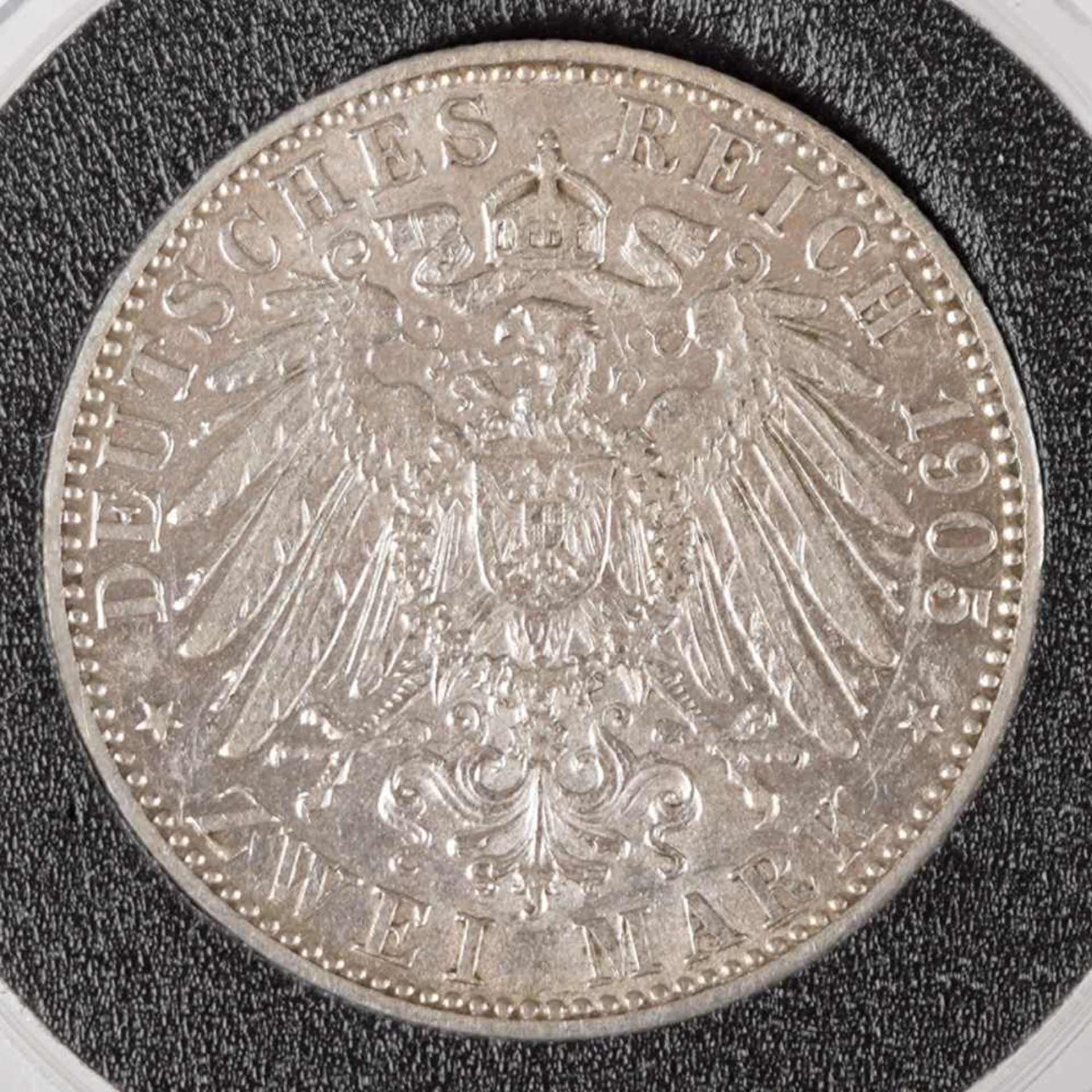 Silbermünze Kaiserreich - Bayern 1905 2 Mark, av. Otto König von Bayern Kopf links, rv. bekrönter - Bild 3 aus 3