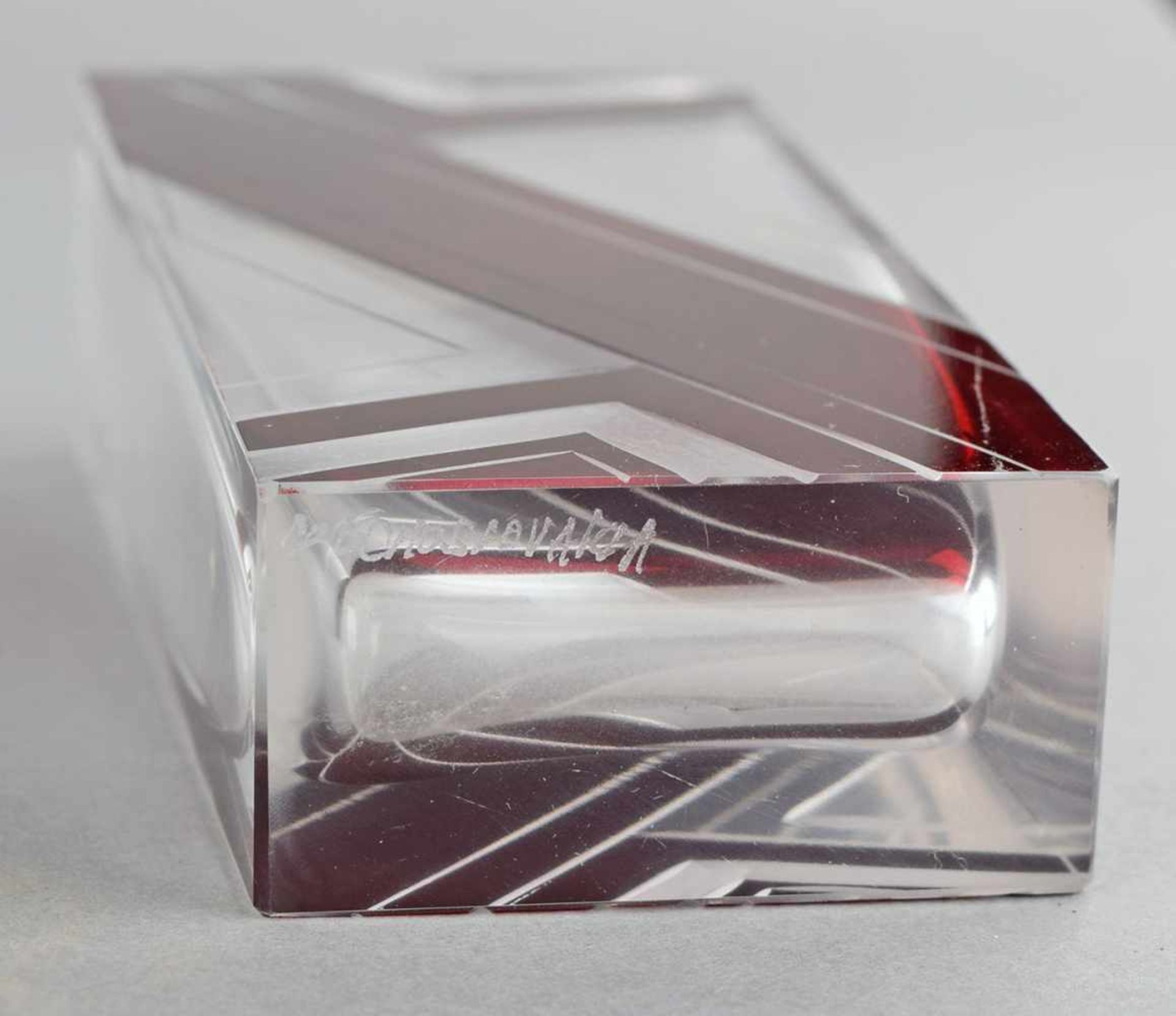Art déco-Vase Entwurf: wohl Karel Palda/Tschechoslowakei, farbloses Glas, rechteckige Grundform nach - Bild 3 aus 3
