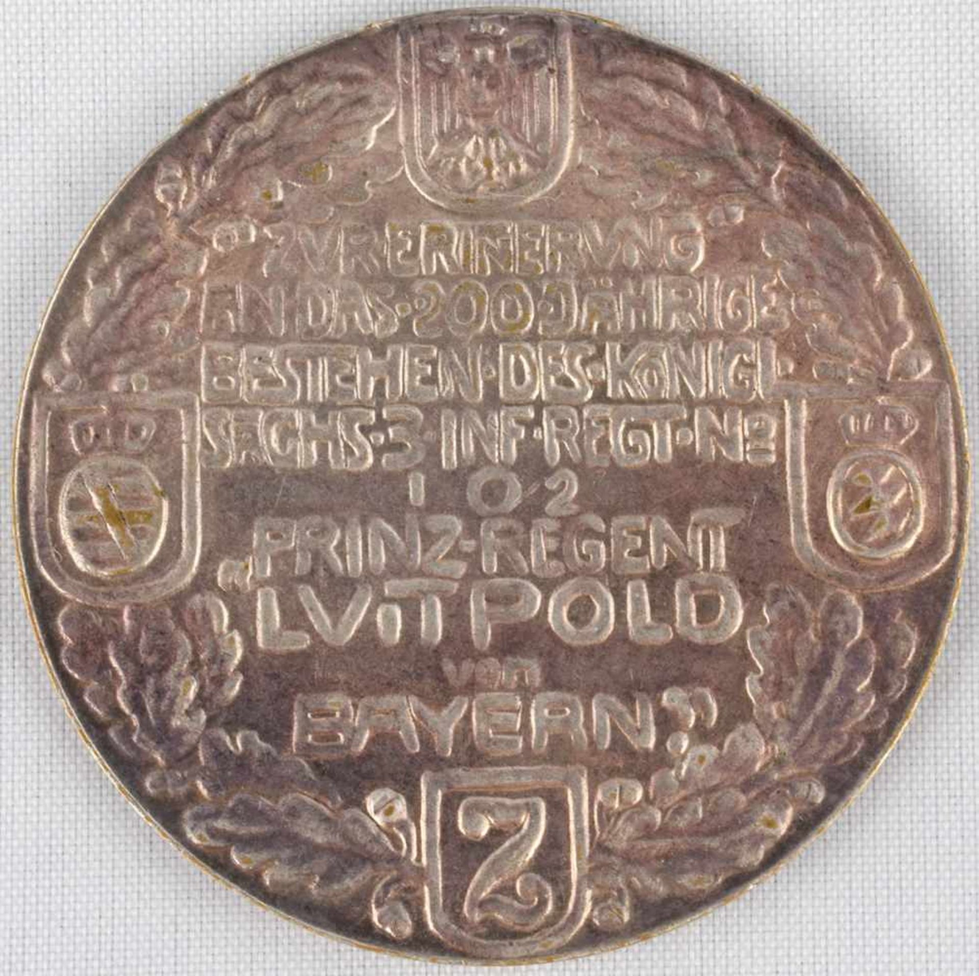 Medaille Kaiserreich - Bayern 1909 Bronze versilbert, 200 jähriges Jubiläum Königlich Sächsische - Bild 3 aus 3